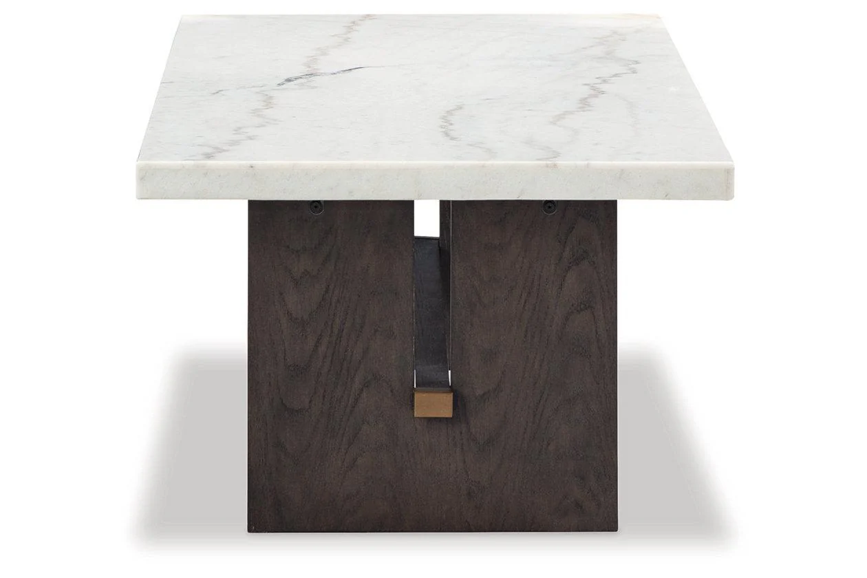 Burkhaus White/Dark Brown Coffee Table and 2 Ends - Image 4