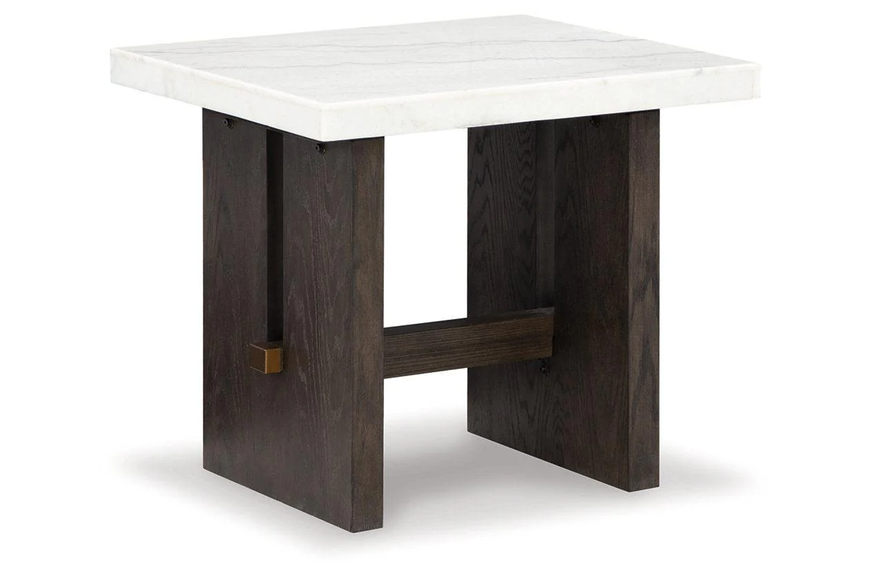 Burkhaus White/Dark Brown Coffee Table and 2 Ends - Image 6