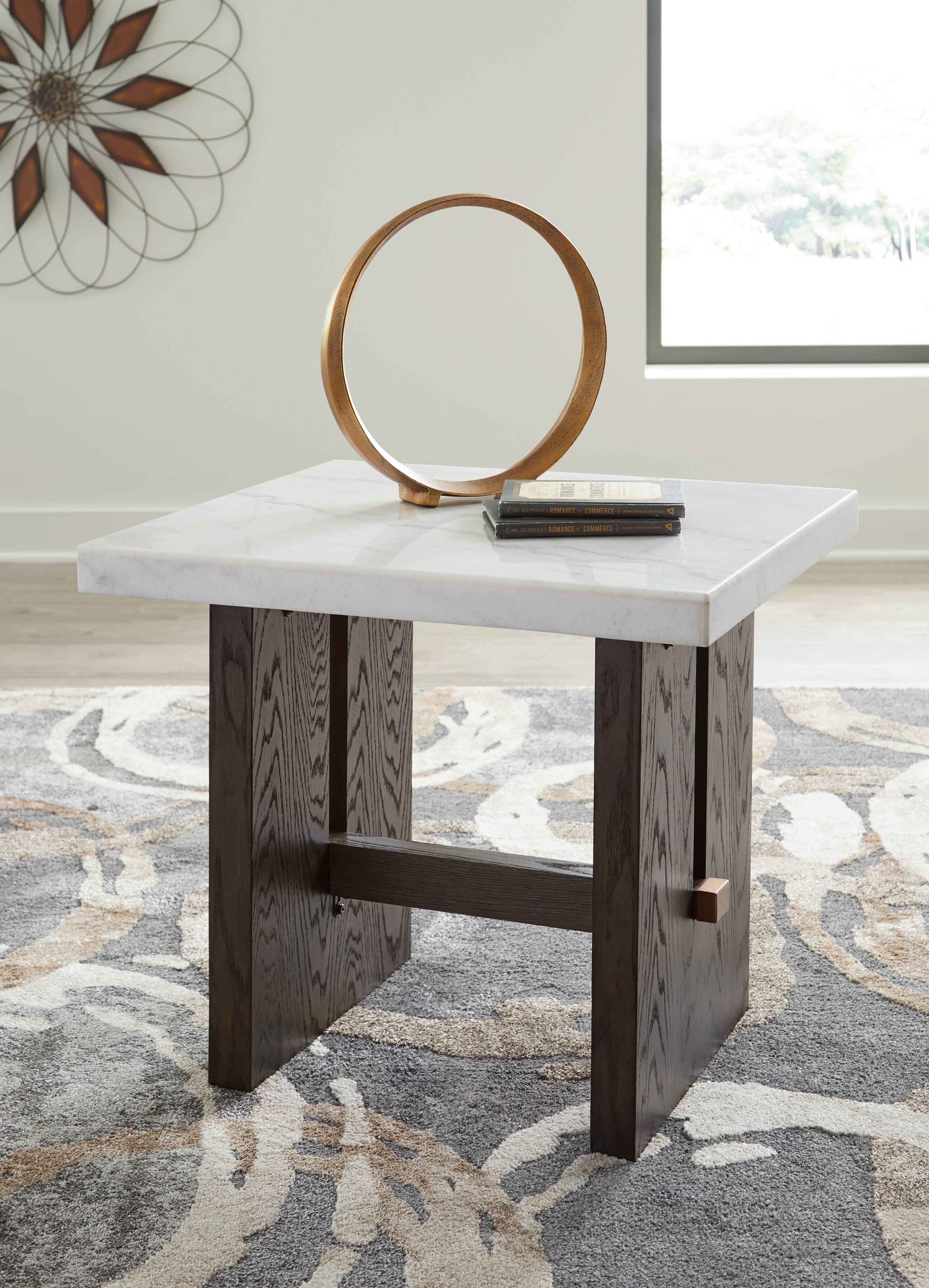 Burkhaus White/Dark Brown End Table - Image 7