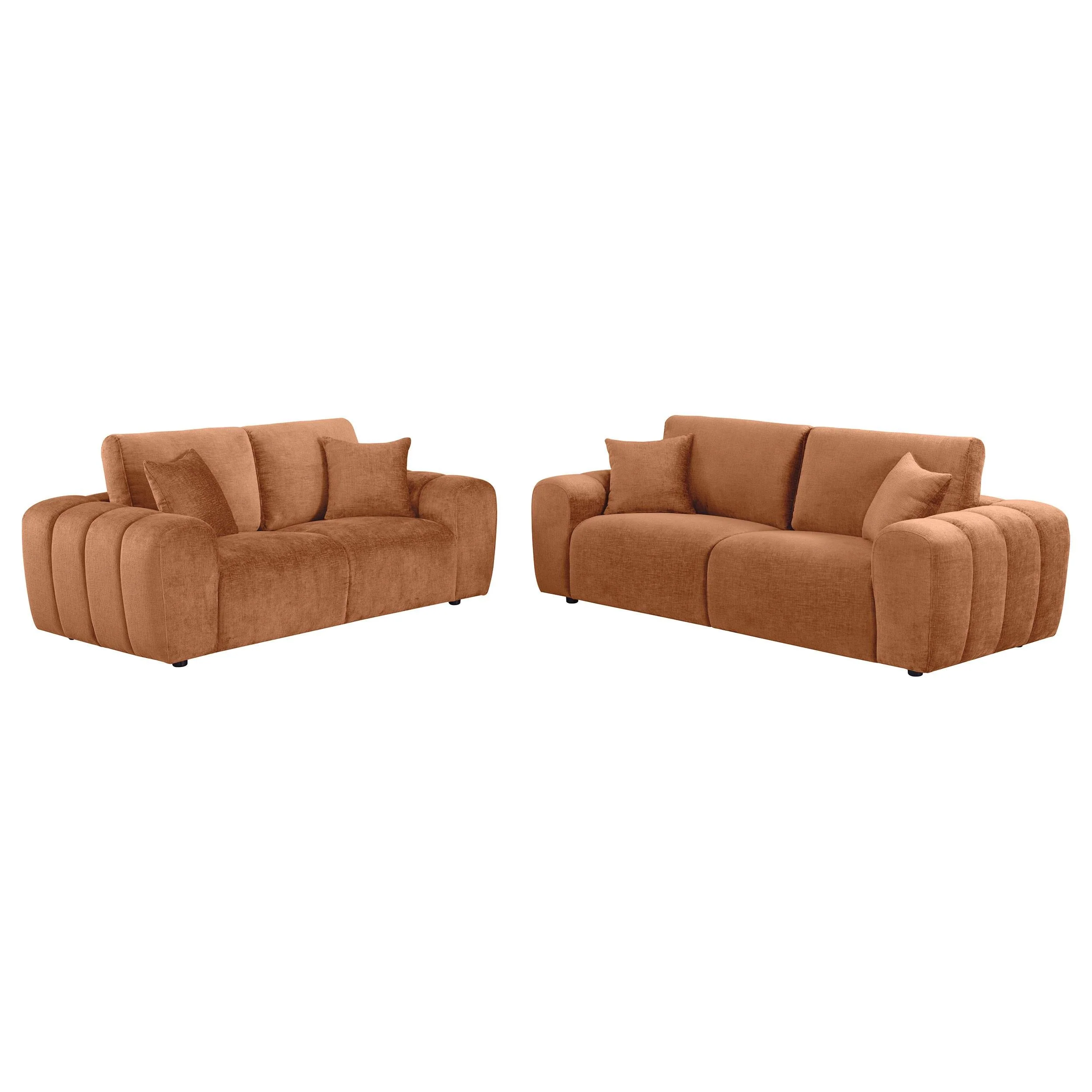 Burnett Burnt Orange 2-piece Chenille Upholstered Sofa Set - Image 2