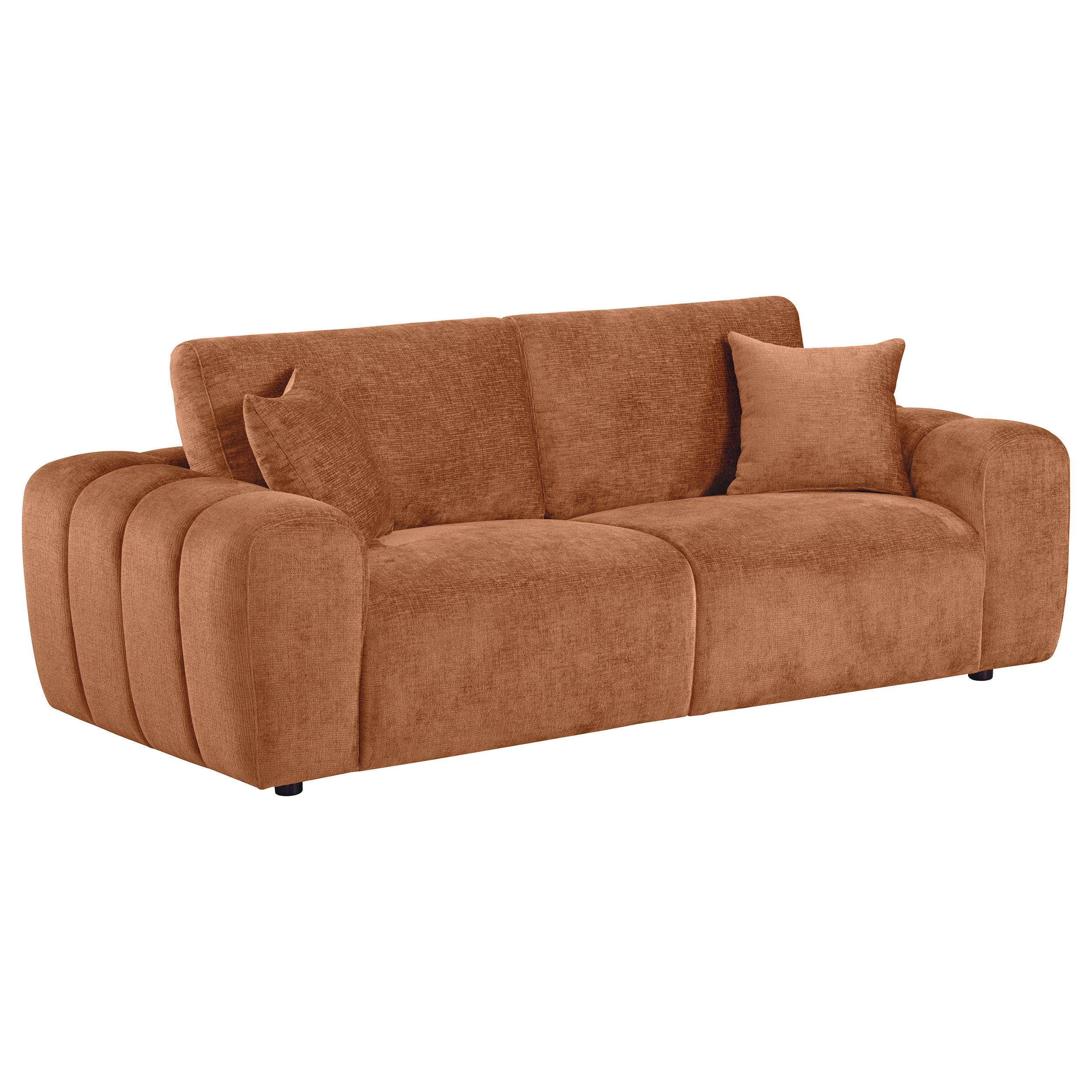 Burnett Burnt Orange 2-piece Chenille Upholstered Sofa Set - Image 3