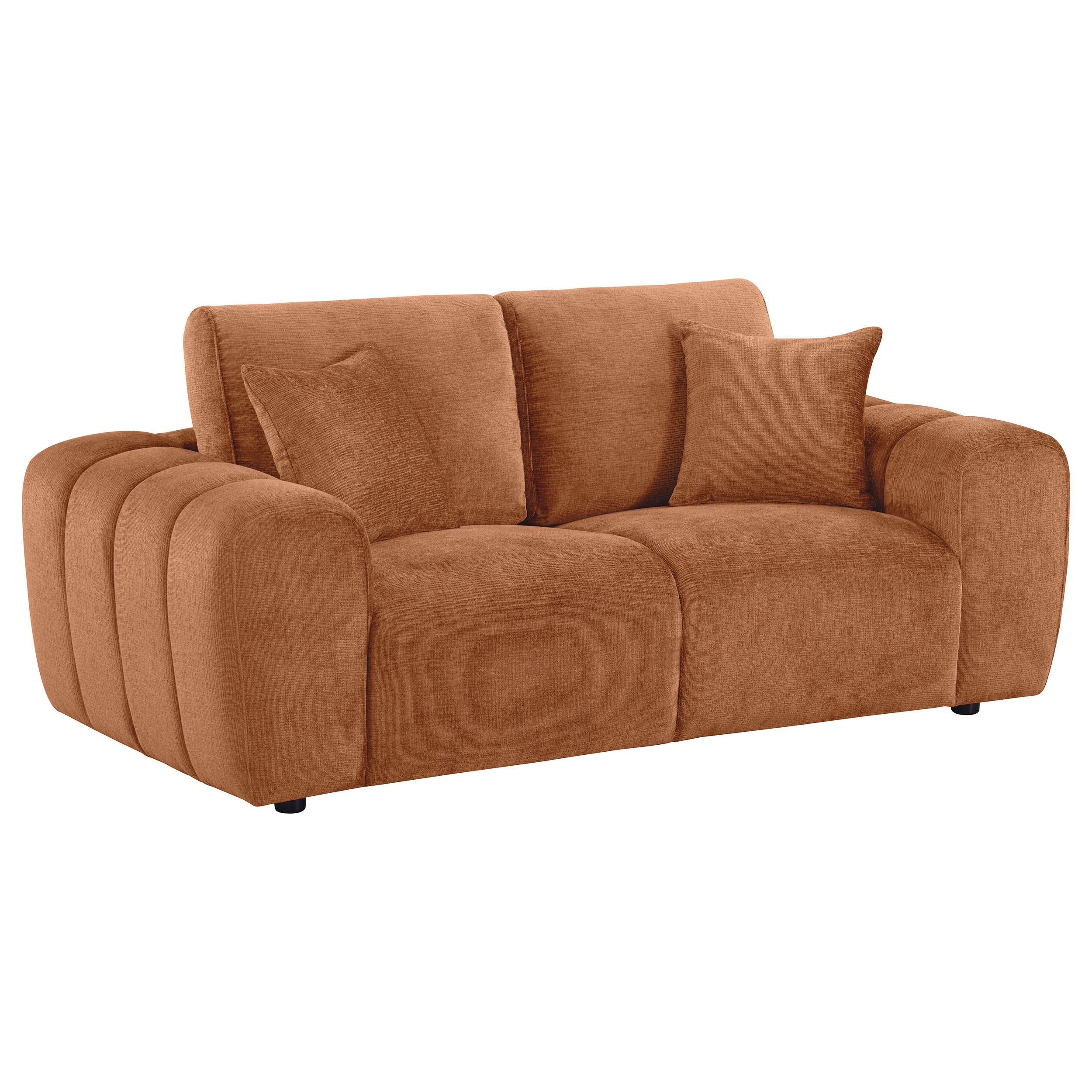 Burnett Burnt Orange 3-piece Chenille Upholstered Sofa Set - Image 5