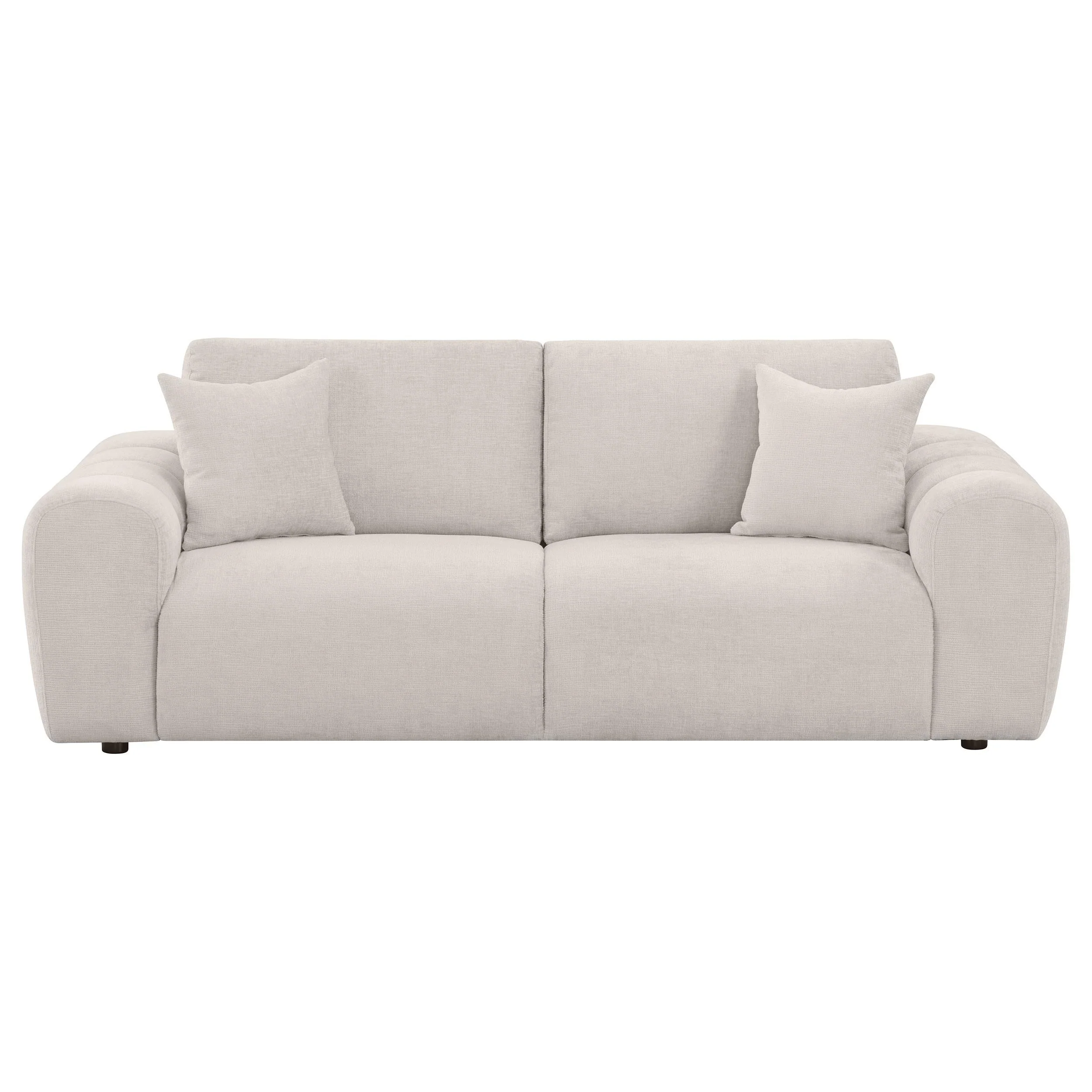 Burnett Chenille Upholstered Wide Arm Sofa Ivory - Image 3