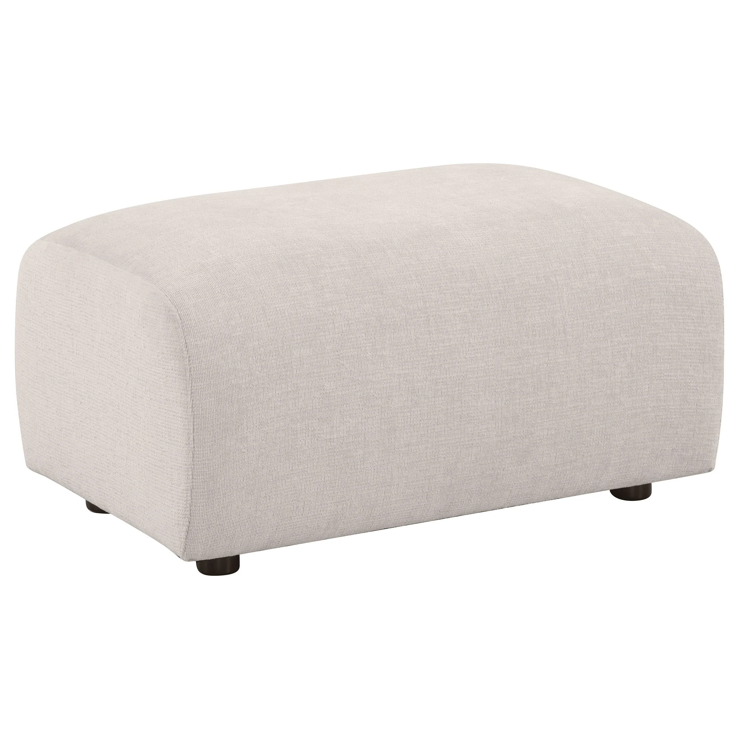 Burnett Ivory Chenille Upholstered Ottoman