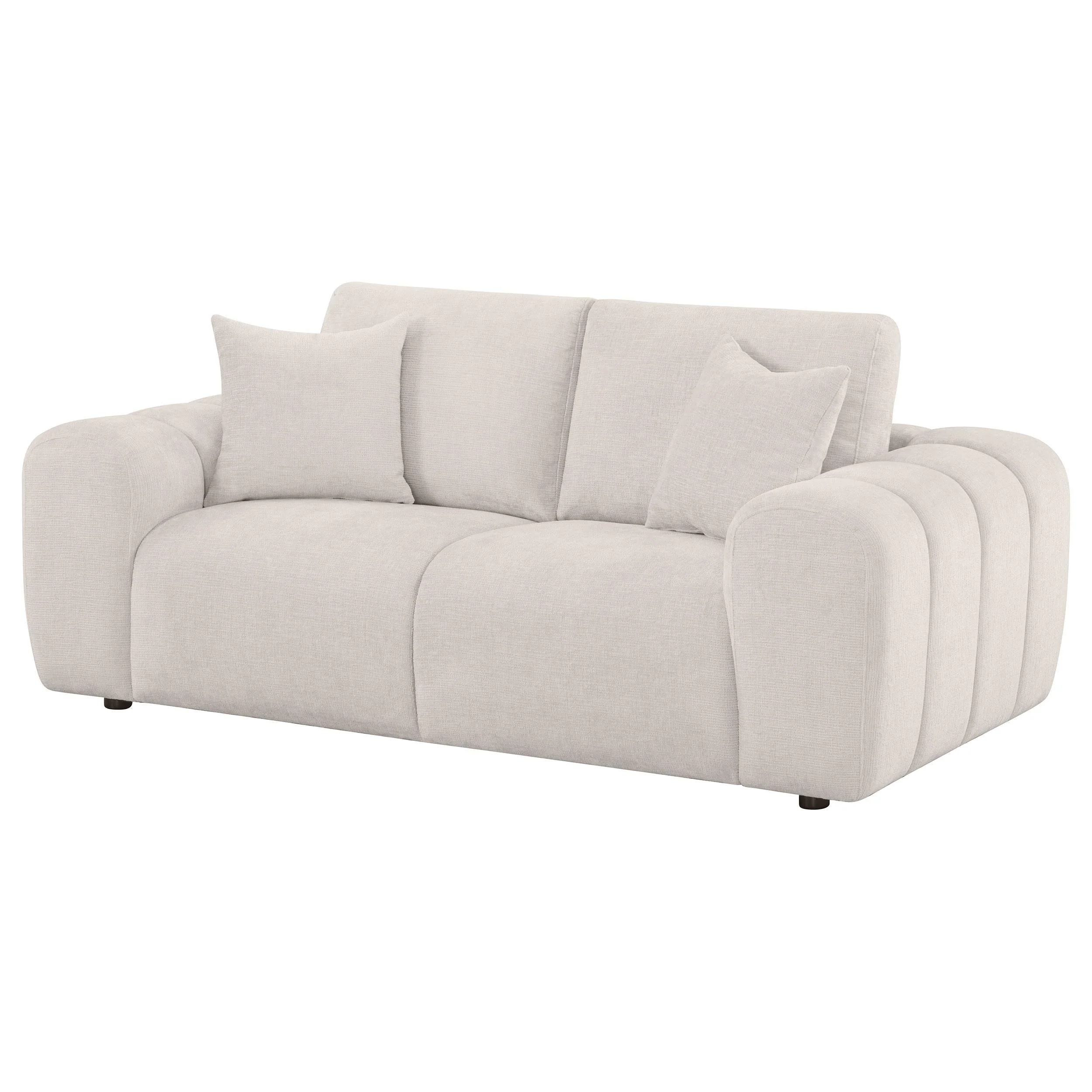 Burnett Ivory Chenille Upholstered Wide Arm Loveseat - Image 3