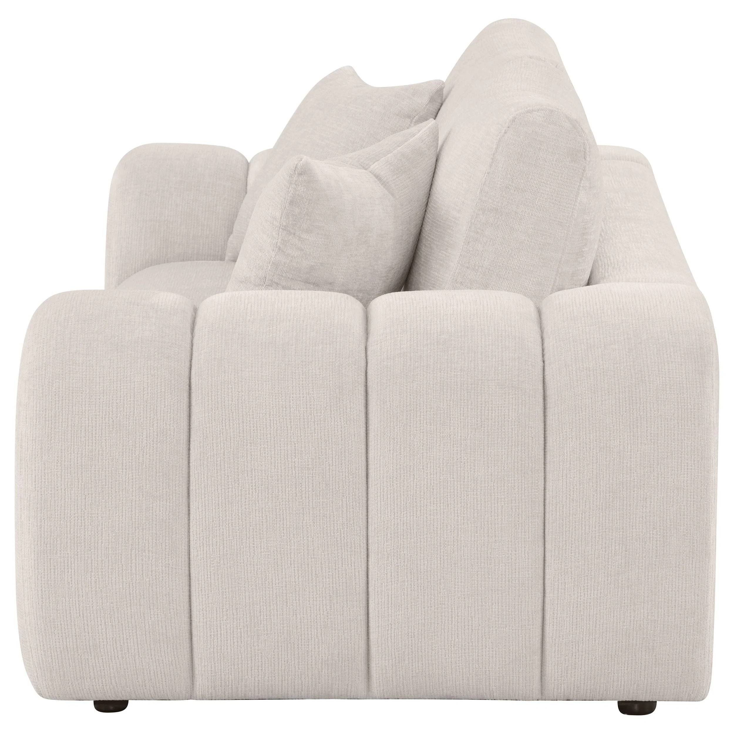 Burnett Ivory Chenille Upholstered Wide Arm Loveseat - Image 4
