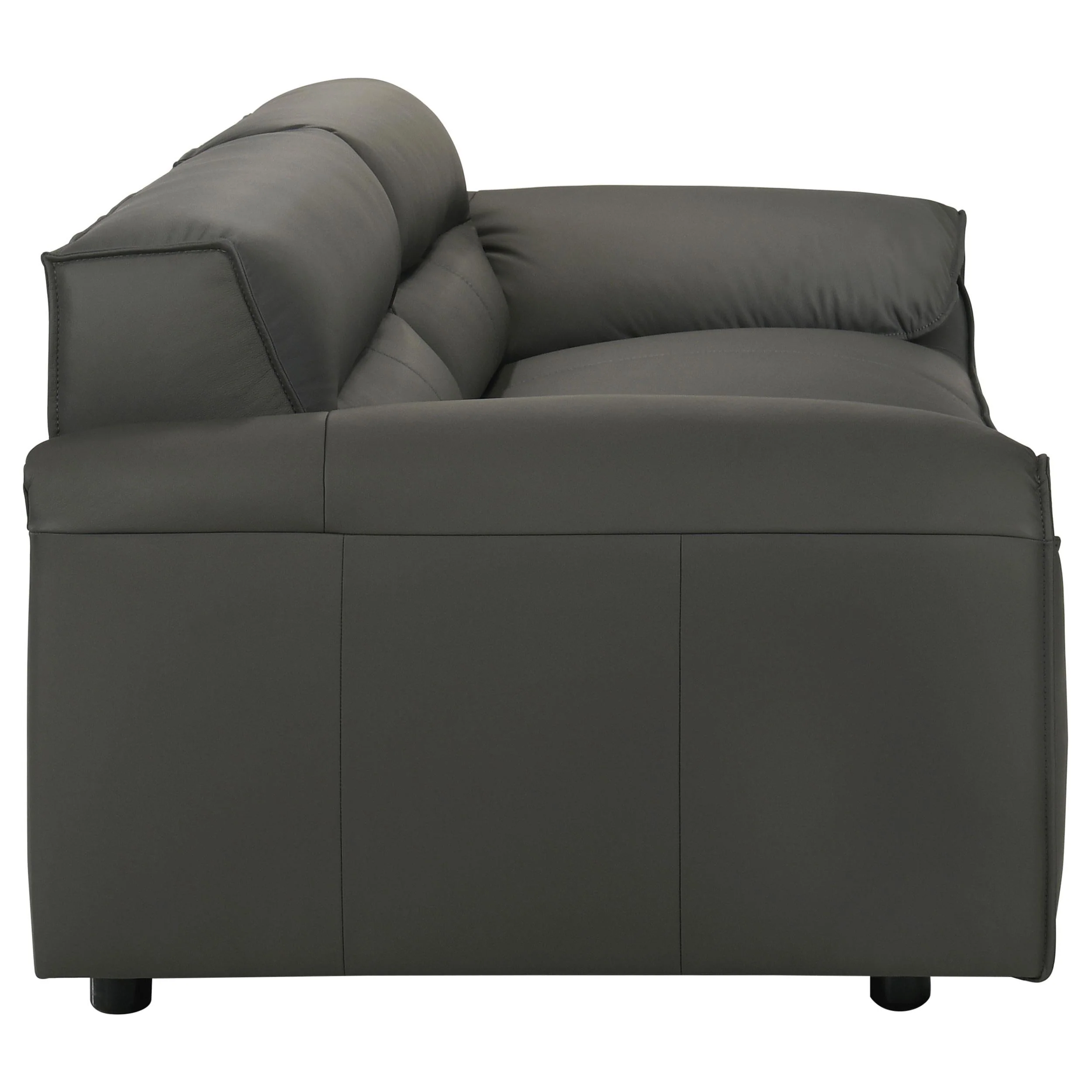 Buxton Graphite 2-Piece Leather Upholstered Living Room Set - Image 5