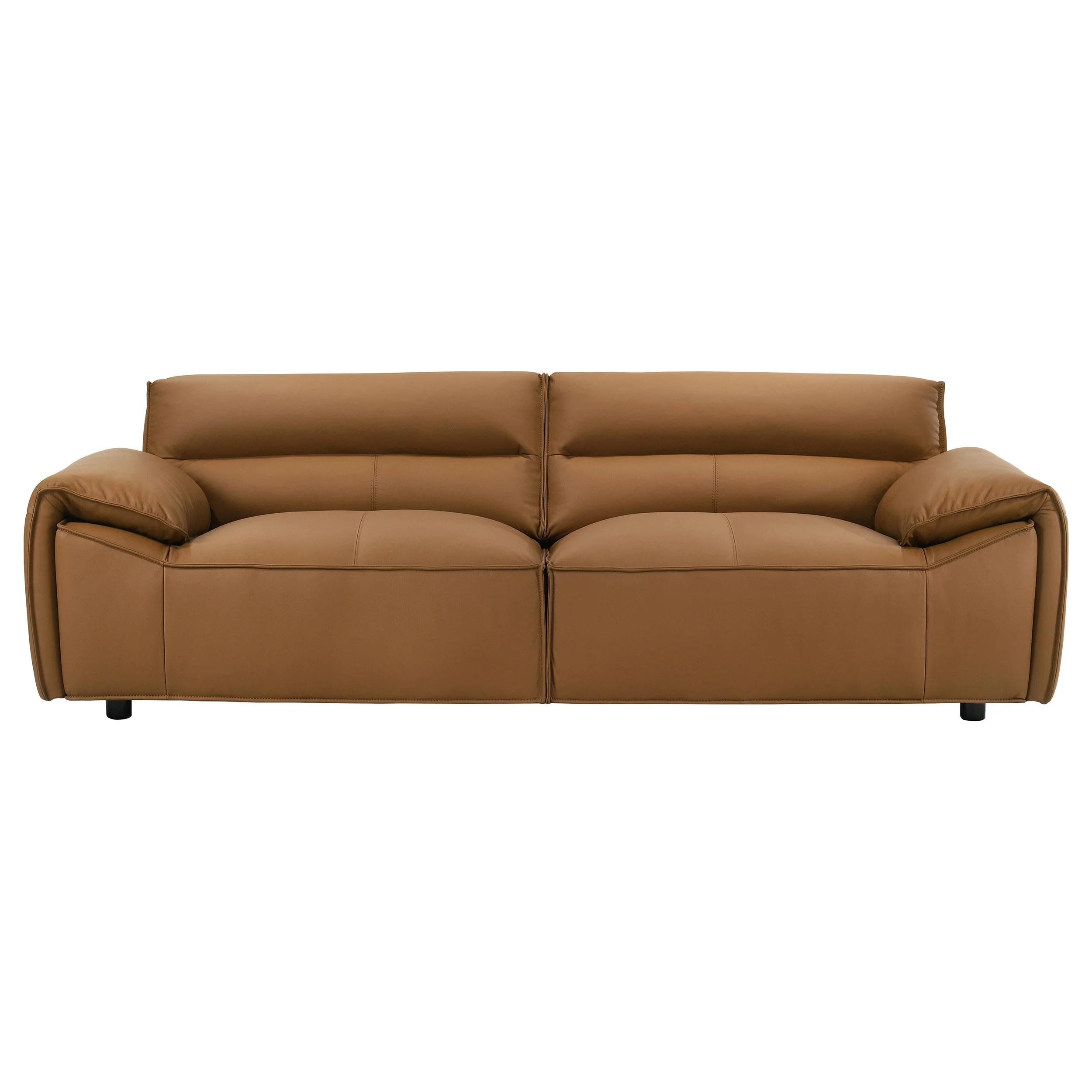 Buxton Orange 2-Piece Leather Upholstered Sofa Living Room Set - Image 3