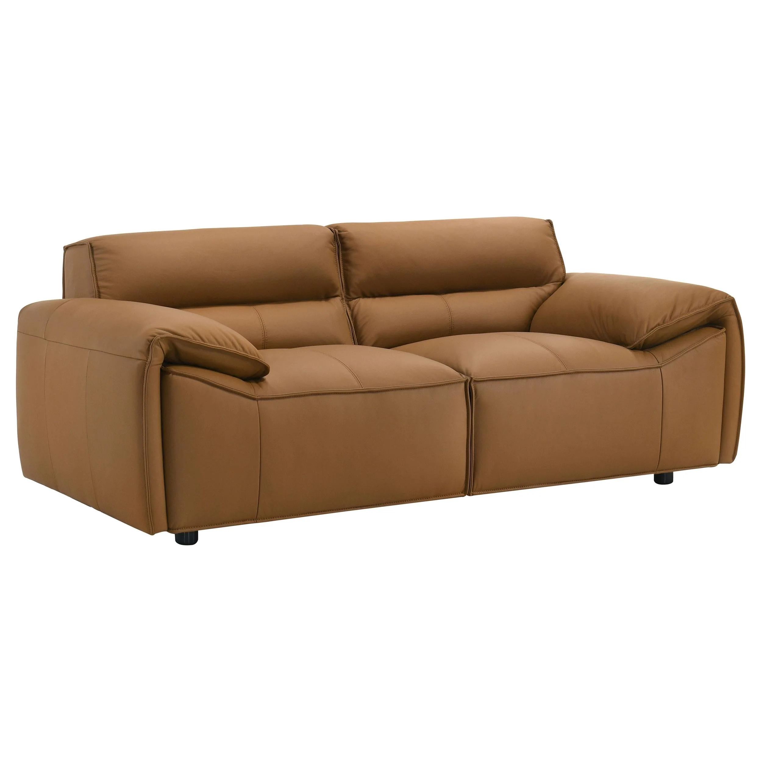 Buxton Orange Top Grain Leather Upholstered Loveseat