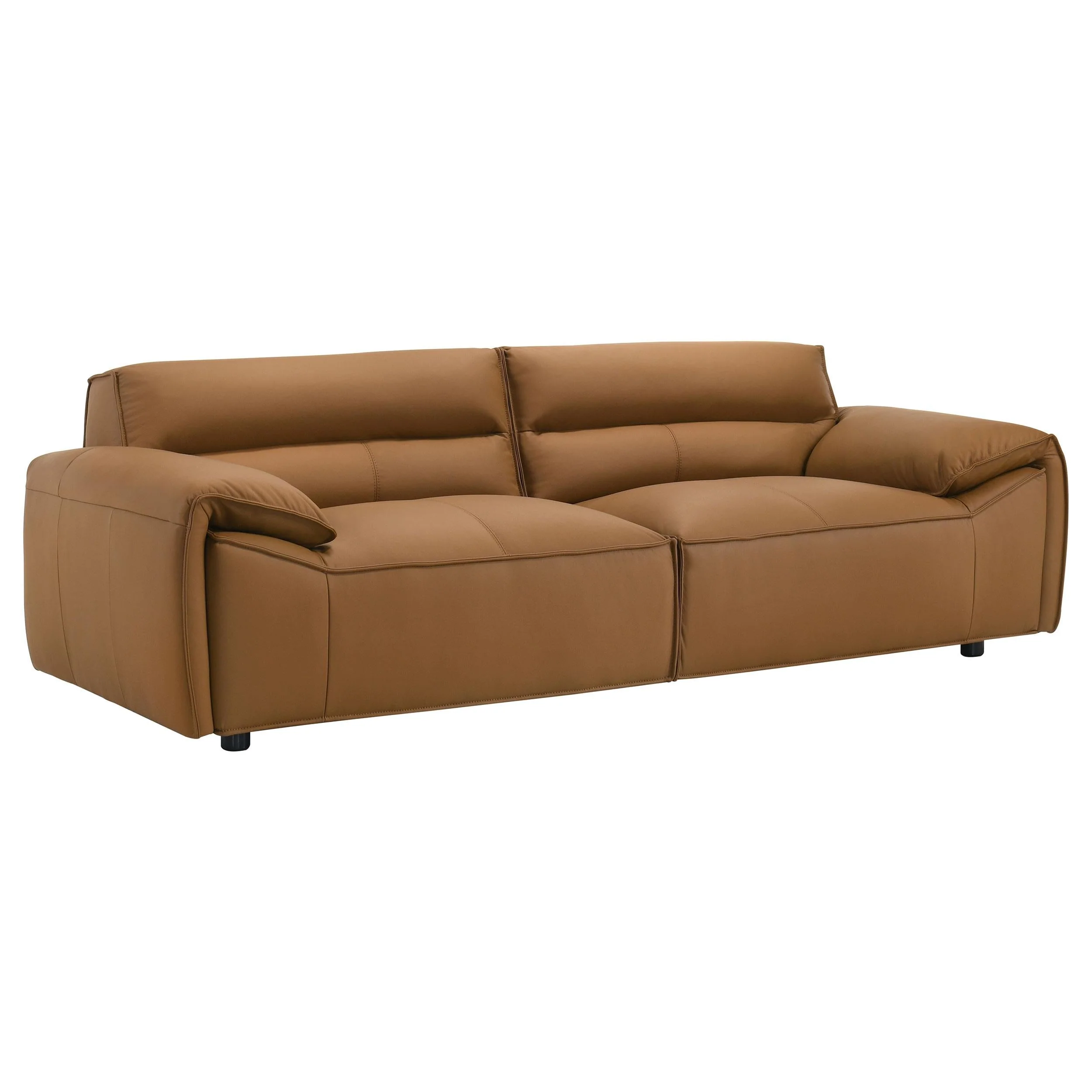 Buxton Orange Top Grain Leather Upholstered Sofa - Image 2