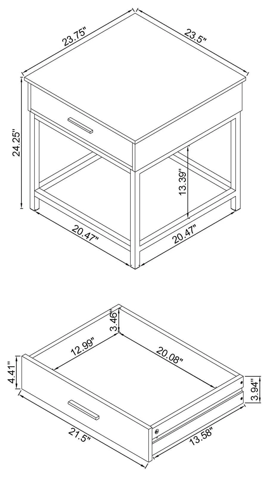 Byers Brown Oak/Sandy Black Square 1-Drawer End Table - Image 3