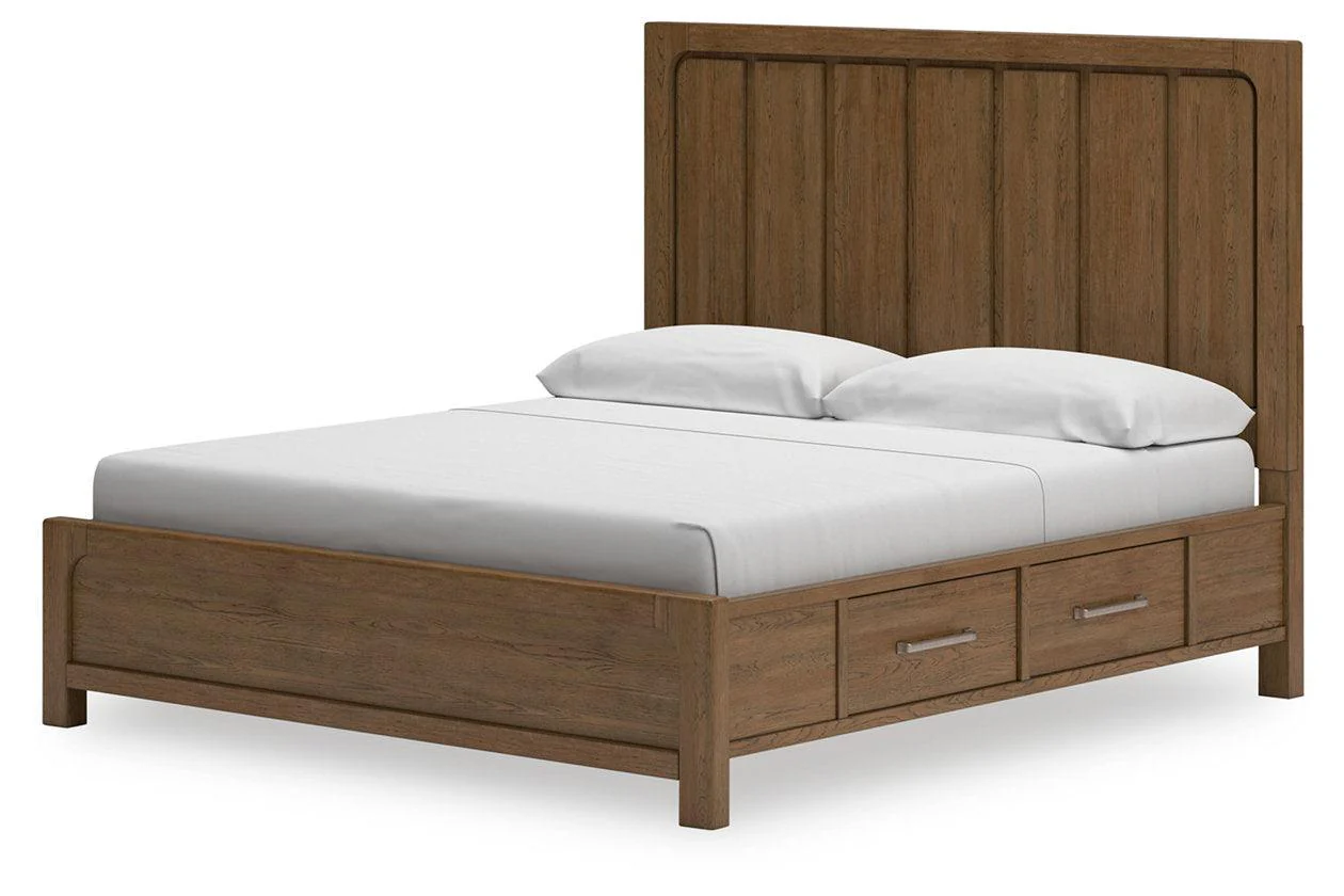 Cabalynn Light Brown California King Panel Bed with Storage - Image 3