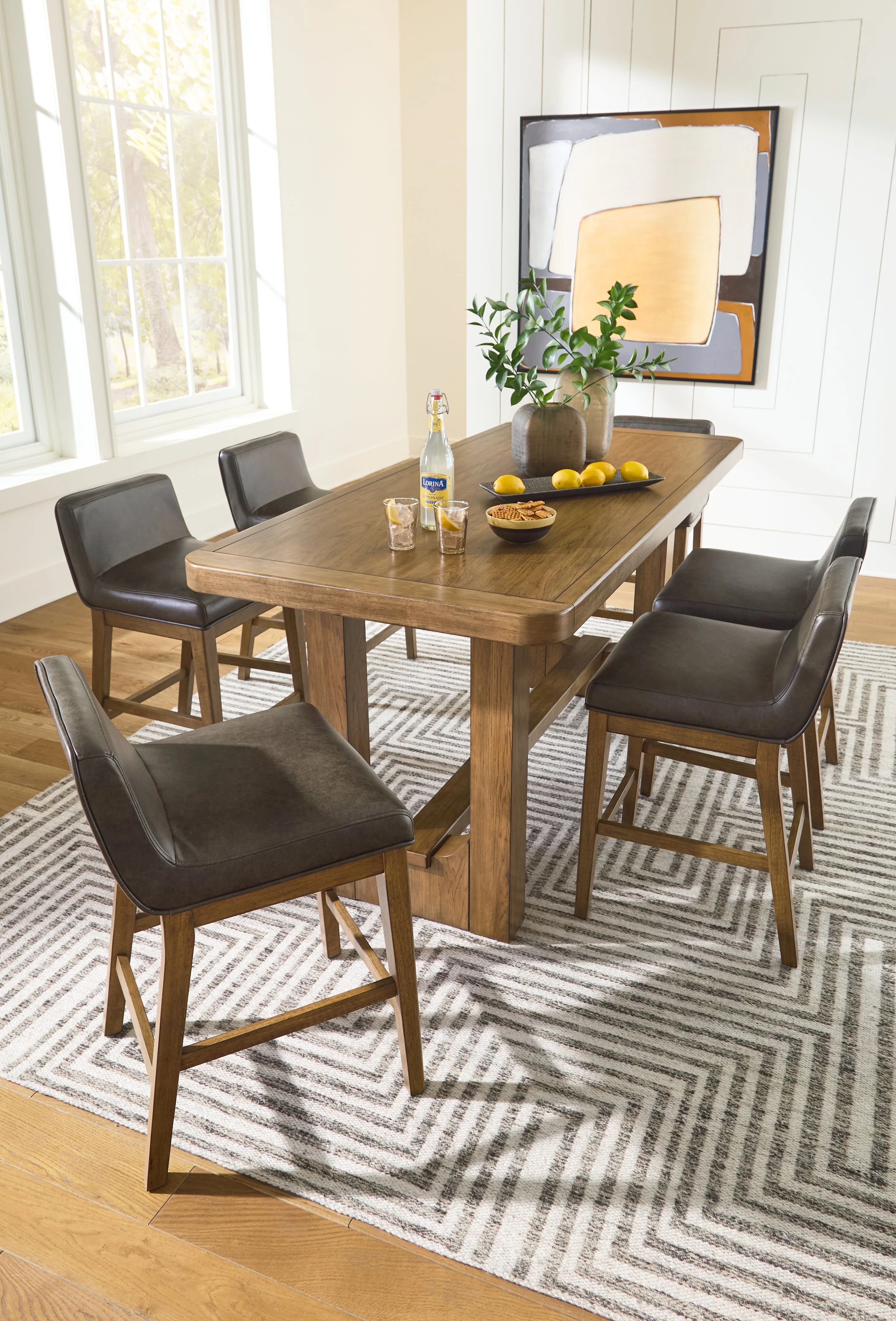 Cabalynn Light Brown Counter Height Dining Table and 6 Barstools - Image 4