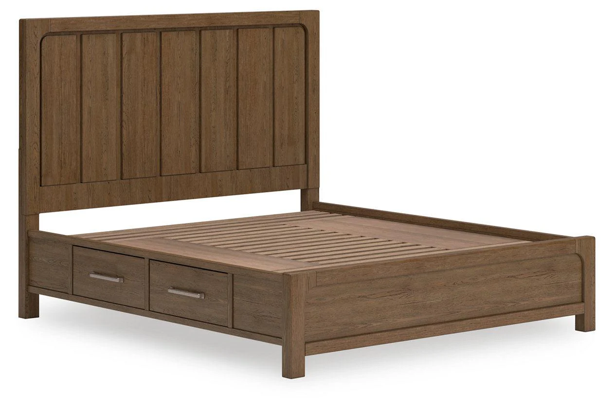 Cabalynn Light Brown King Panel Bed with Storage - Image 2