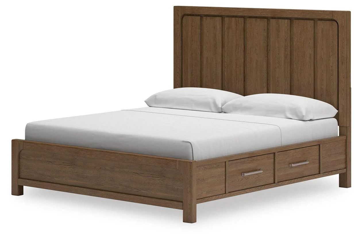 Cabalynn Light Brown King Panel Bed with Storage - Image 3