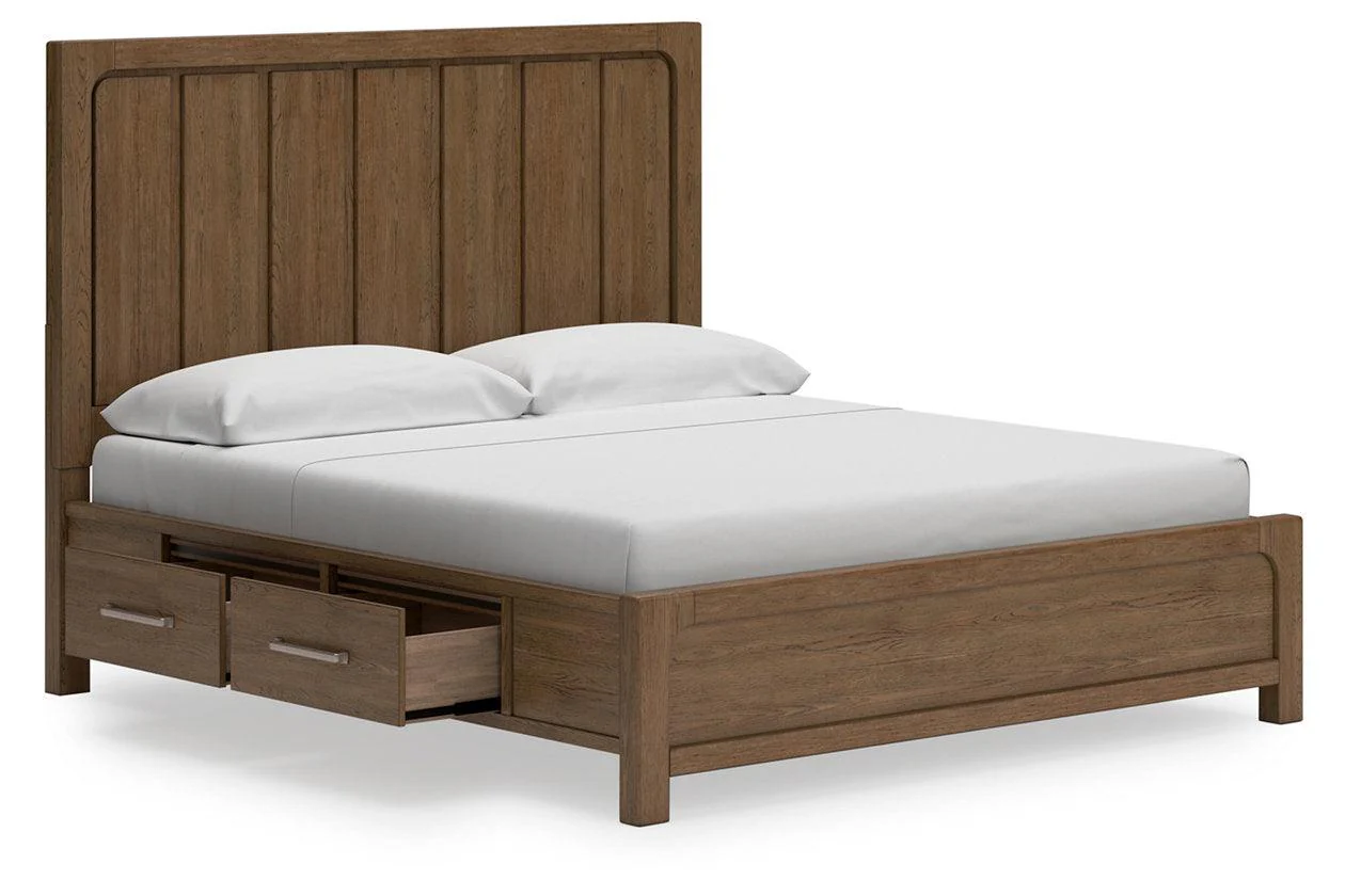 Cabalynn Light Brown King Panel Bed with Storage - Image 4