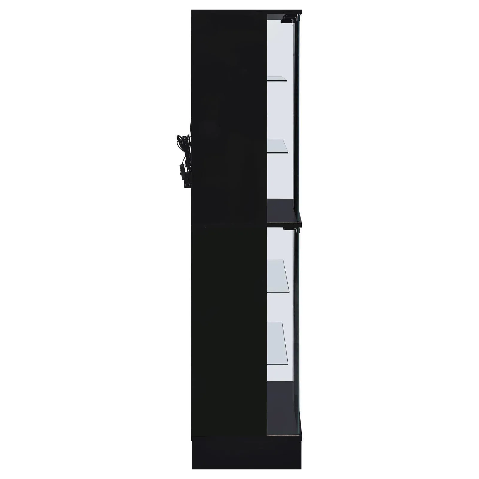 Cabra Display Case Curio Cabinet with Glass Shelves and LED Lighting Black High Gloss - Image 11
