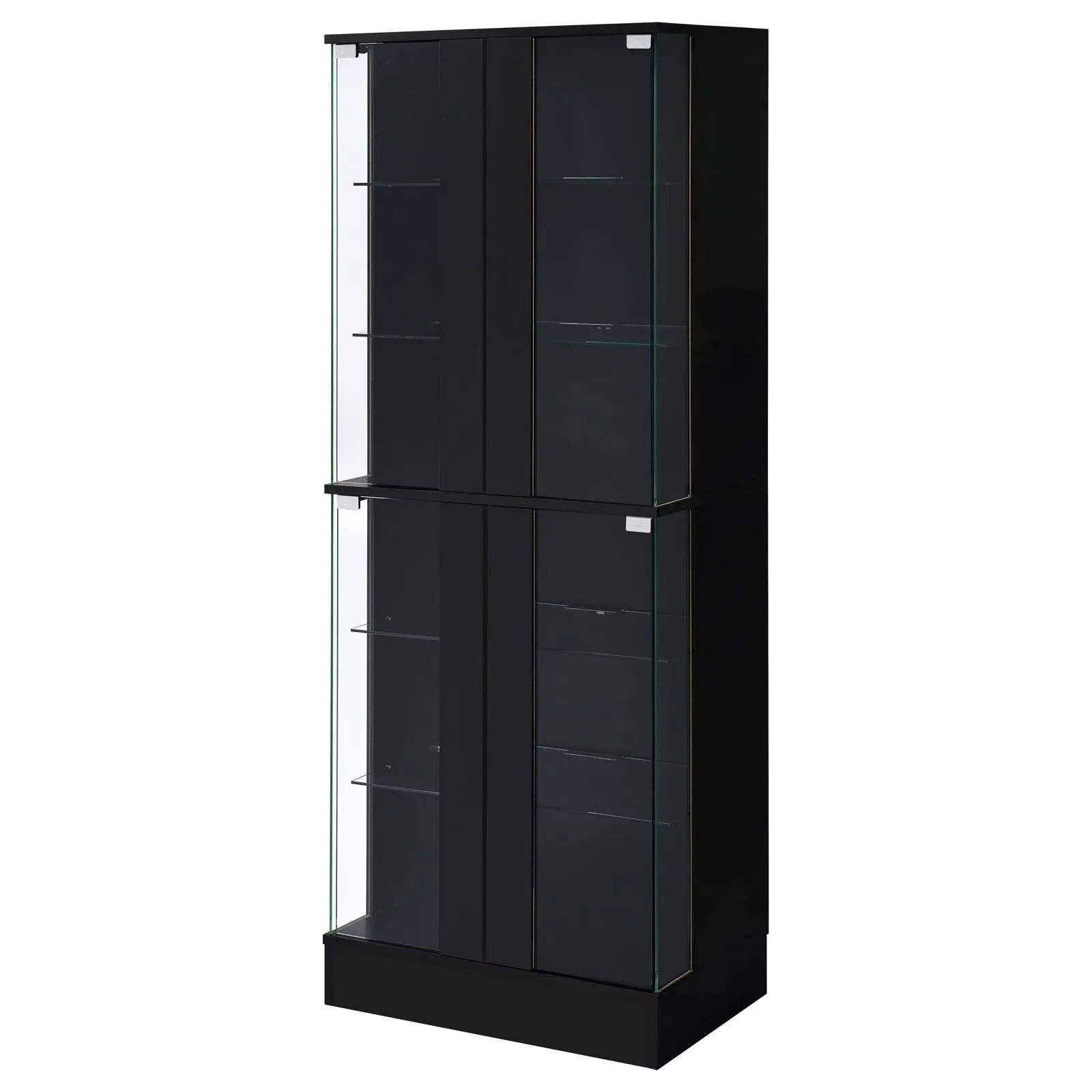 Cabra Display Case Curio Cabinet with Glass Shelves and LED Lighting Black High Gloss - Image 6