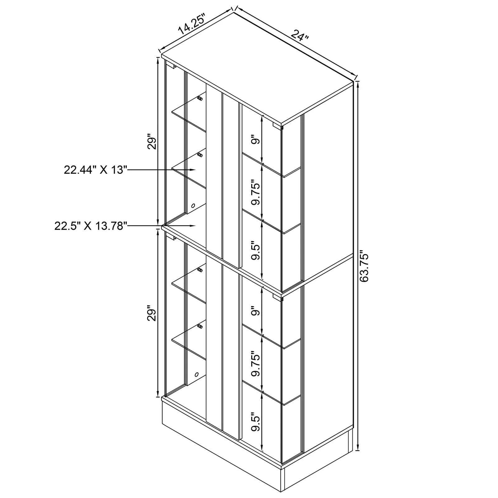 Cabra Display Case Curio Cabinet with Glass Shelves and LED Lighting White High Gloss - Image 12