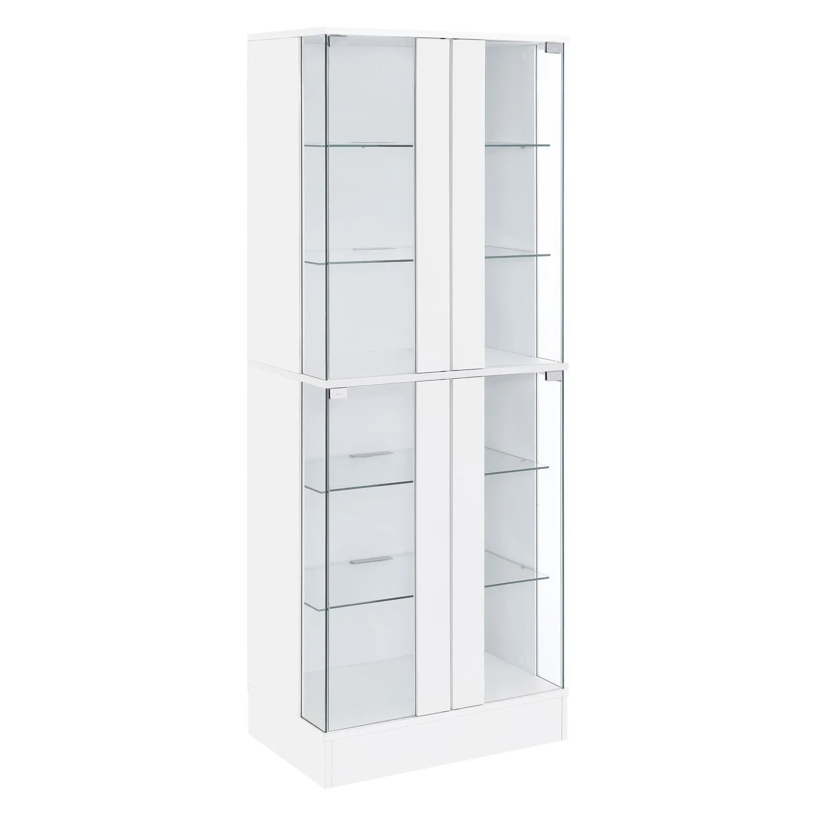 Cabra Display Case Curio Cabinet with Glass Shelves and LED Lighting White High Gloss - Image 13
