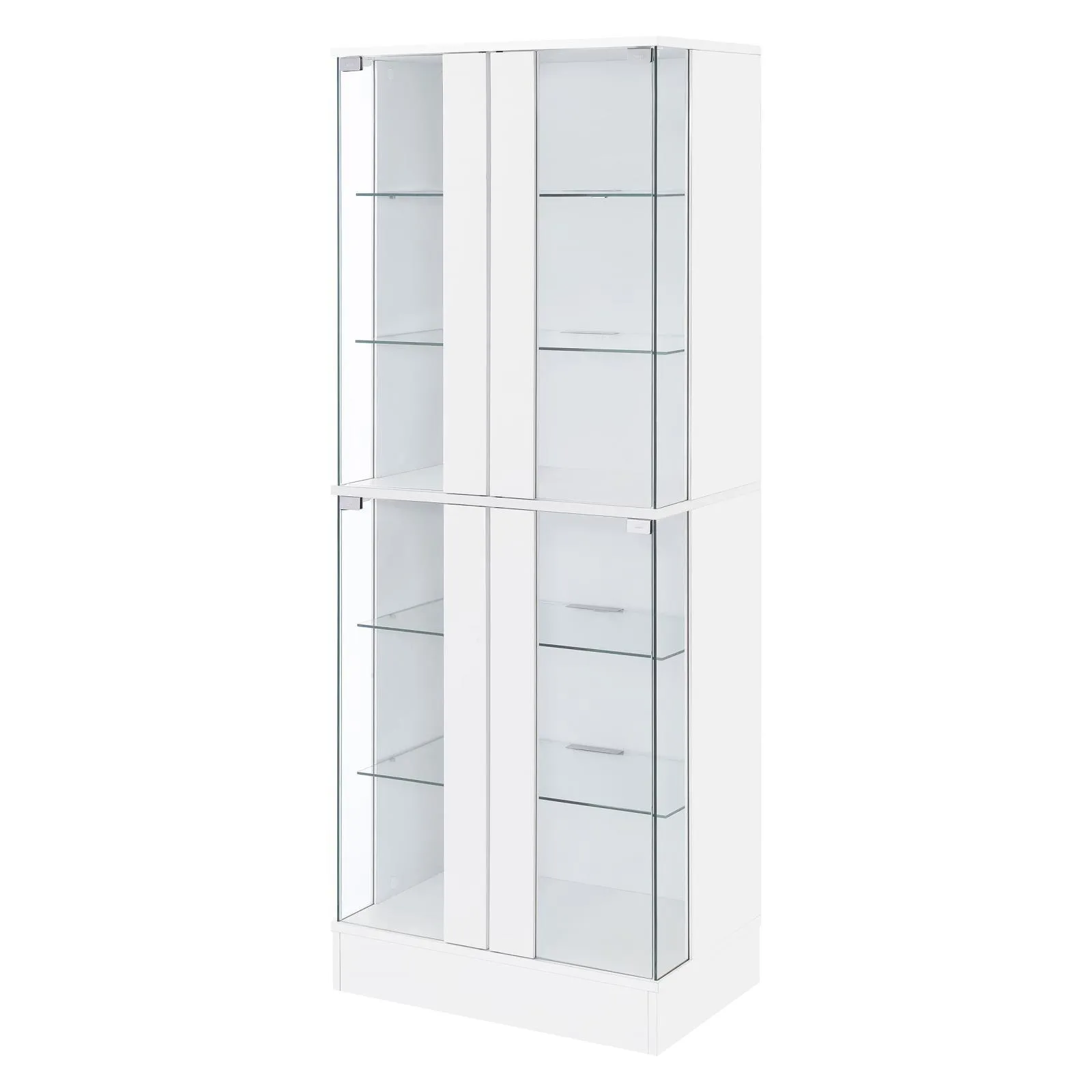 Cabra Display Case Curio Cabinet with Glass Shelves and LED Lighting White High Gloss - Image 6
