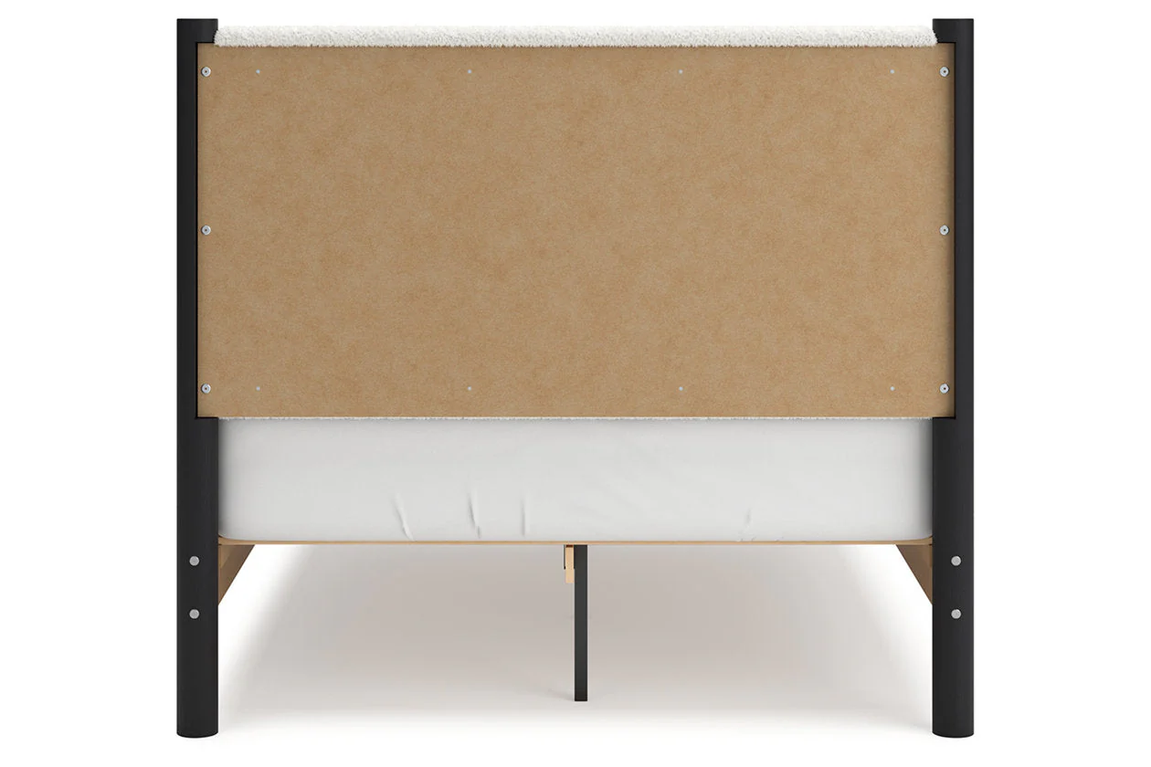 Cadmori Black/White Full Upholstered Platform Bed - Image 6