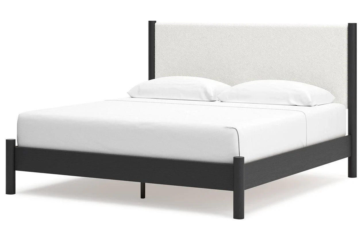 Cadmori Black/White King Upholstered Panel Bed - Image 3