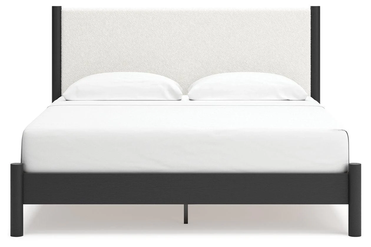 Cadmori Black/White King Upholstered Panel Bed - Image 4