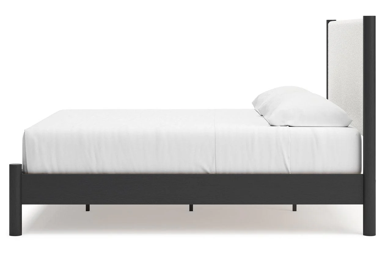 Cadmori Black/White King Upholstered Panel Bed - Image 6