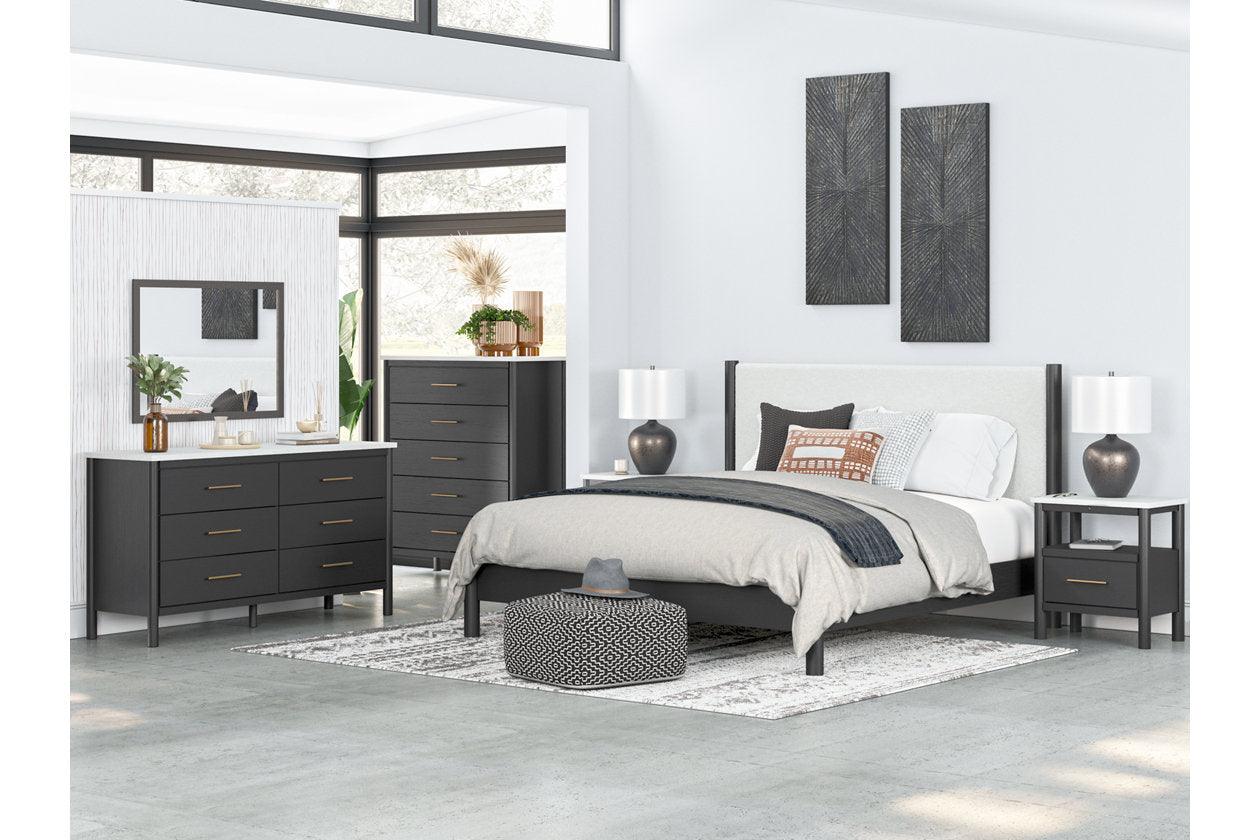 Cadmori Black/White King Upholstered Panel Bed - Image 9