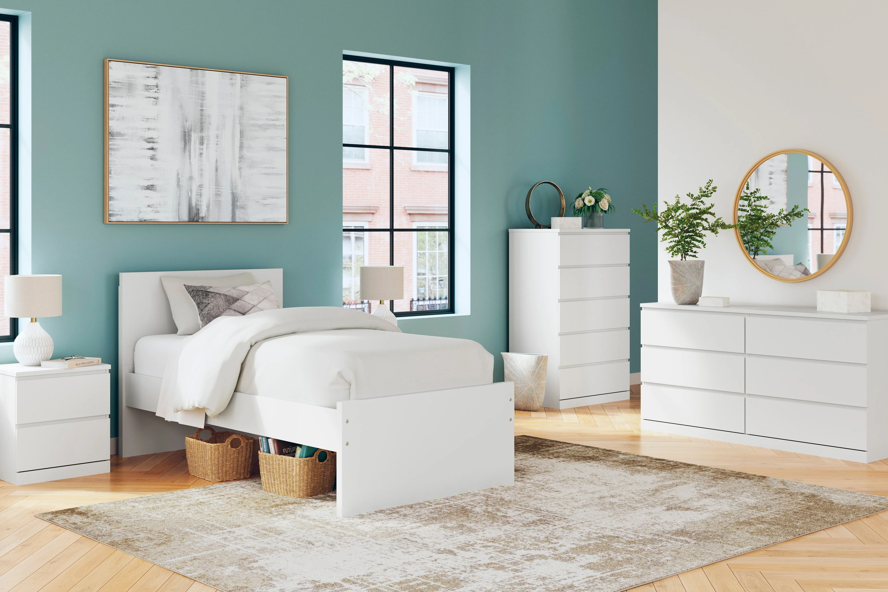 Cadmori Black/White Upholstered Platform Bedroom Set - Image 25