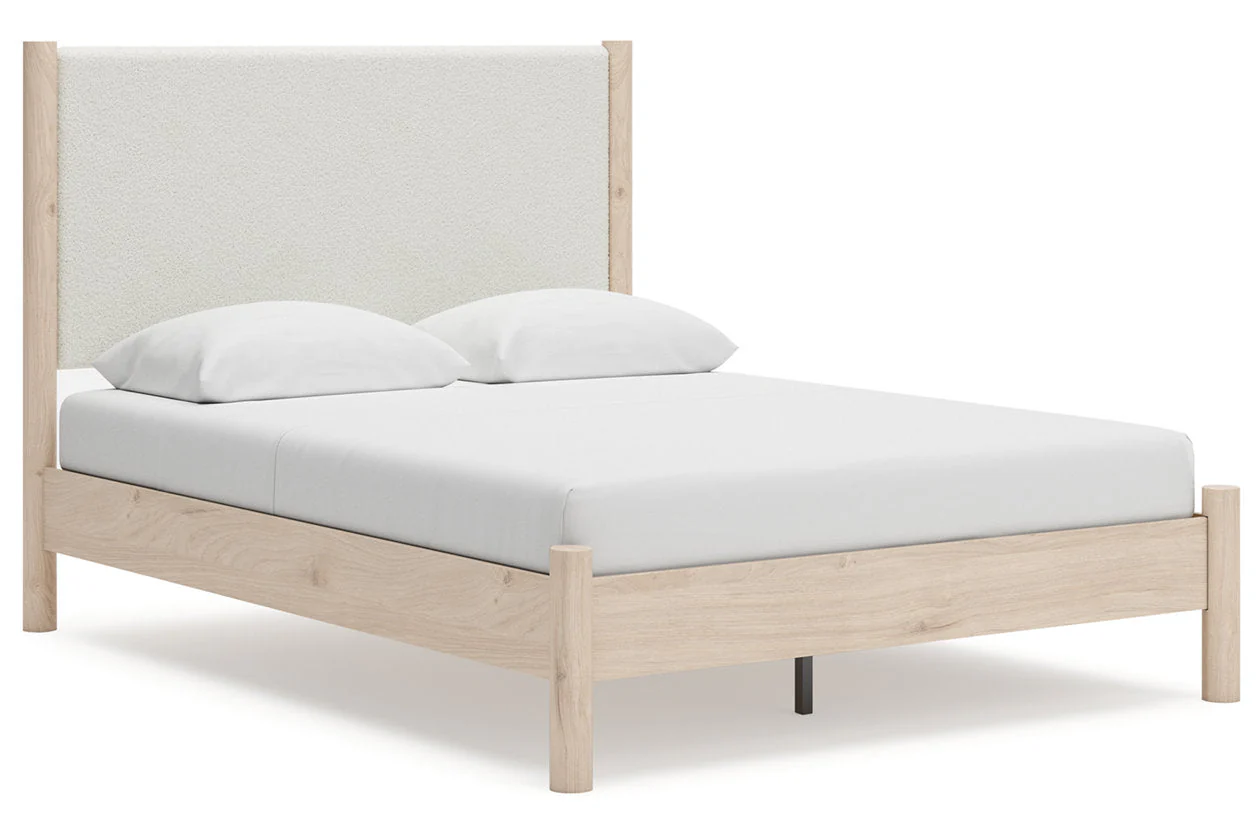 Cadmori Tan/Beige Queen Upholstered Platform Bed - Image 11