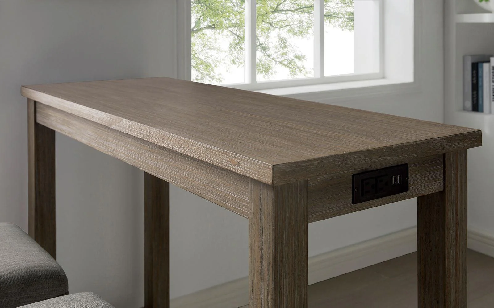 Caerleon Wire-Brushed Gray/Gray 3 Pc. Counter Ht. Dining Set - Image 2