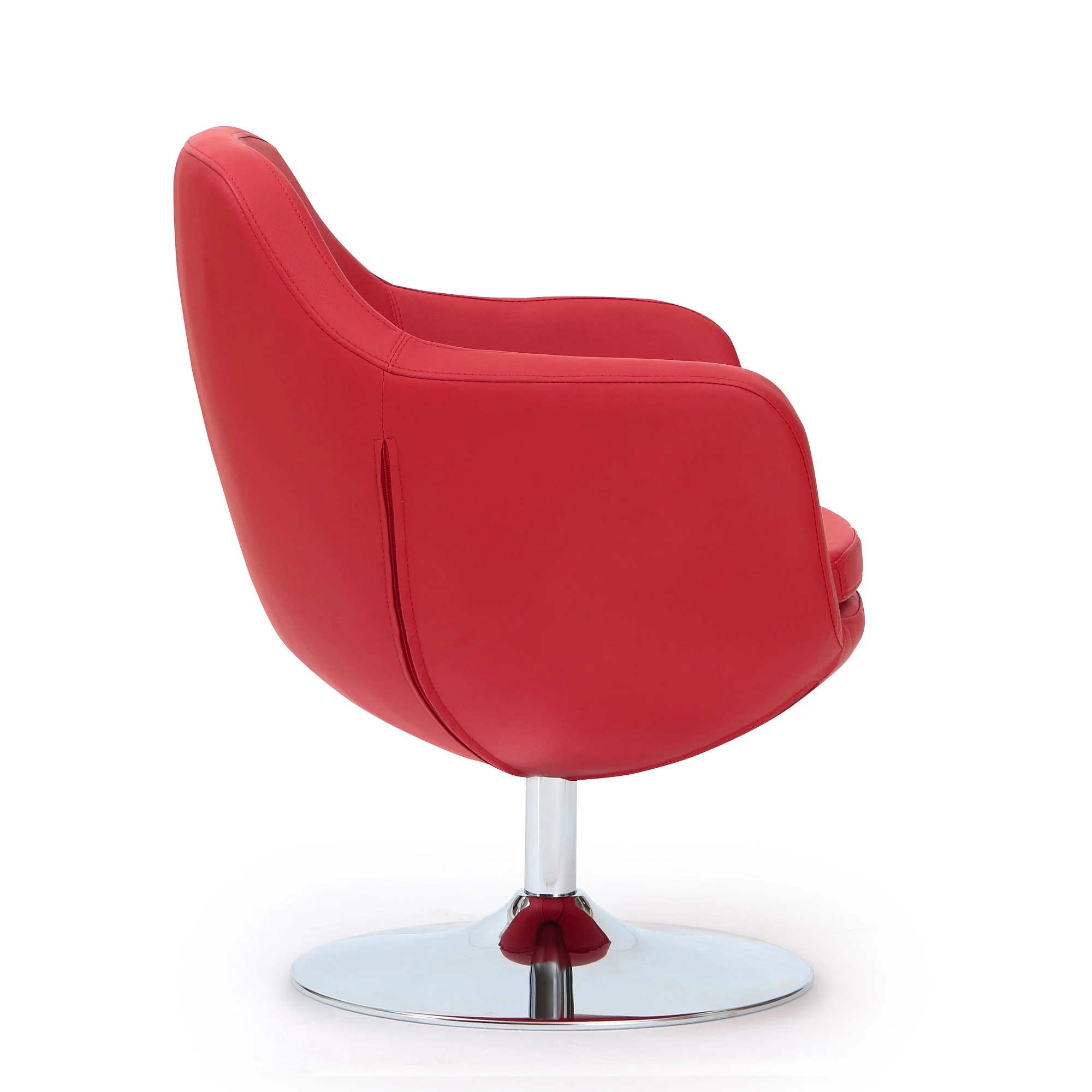 Caisson Faux Leather Swivel Accent Chair in Red and Polished Chrome (set of 2) - Image 5