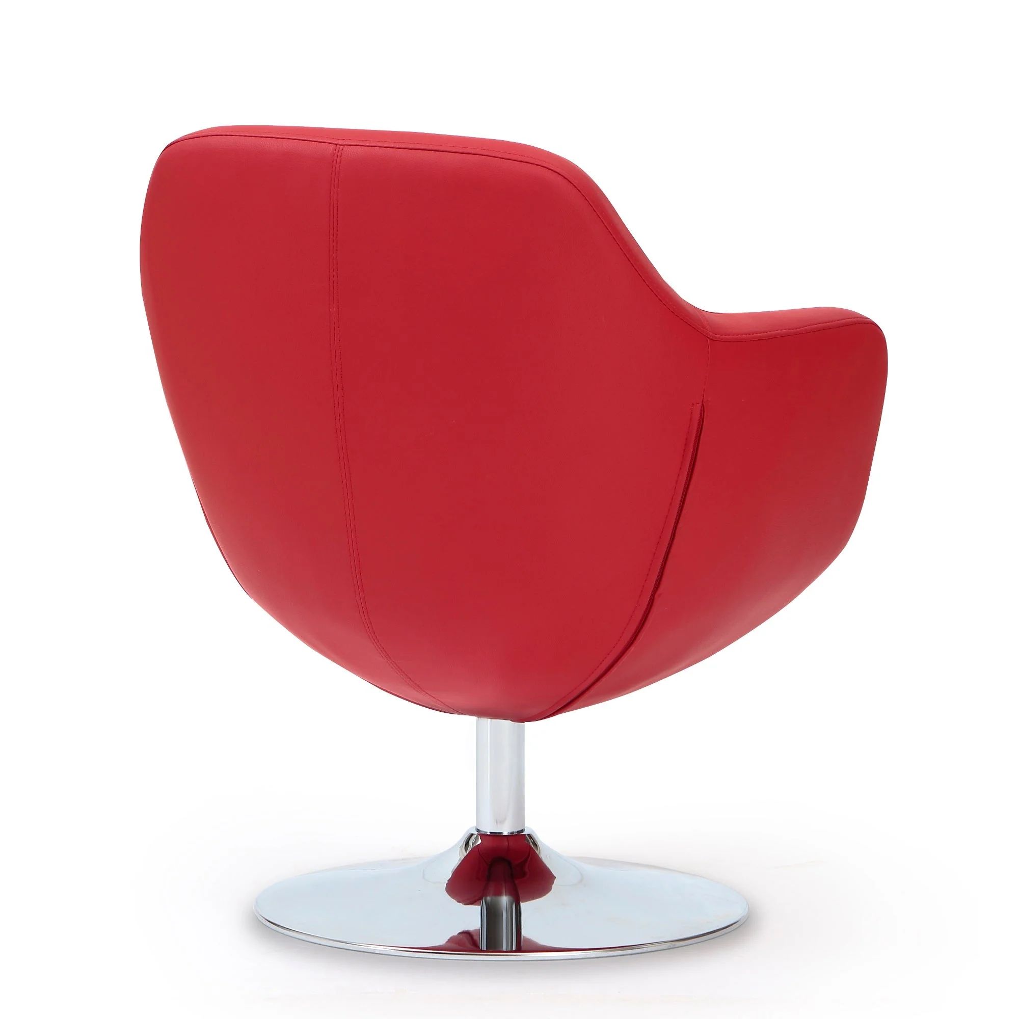 Caisson Faux Leather Swivel Accent Chair in Red and Polished Chrome (set of 2) - Image 6