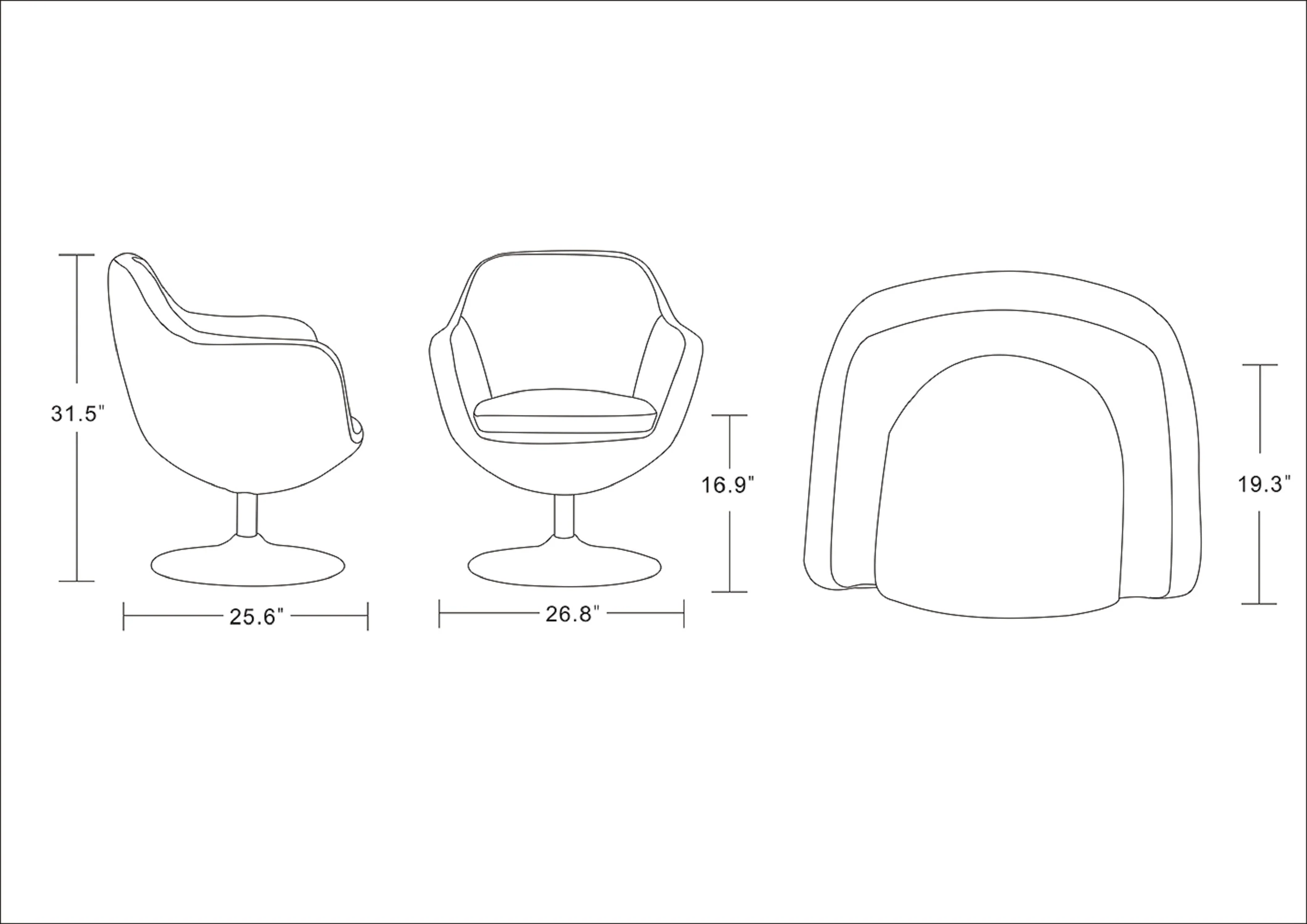 Caisson Faux Leather Swivel Accent Chair in White and Polished Chrome (set of 2) - Image 2
