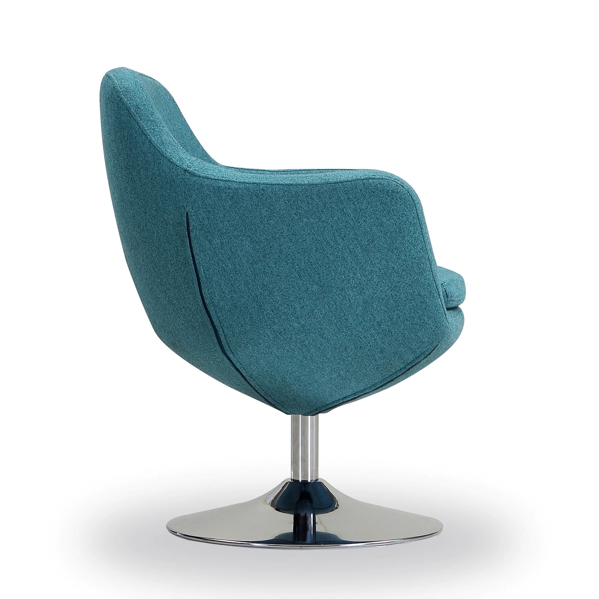 Caisson Swivel Accent Chair in Blue and Polished Chrome - Image 5