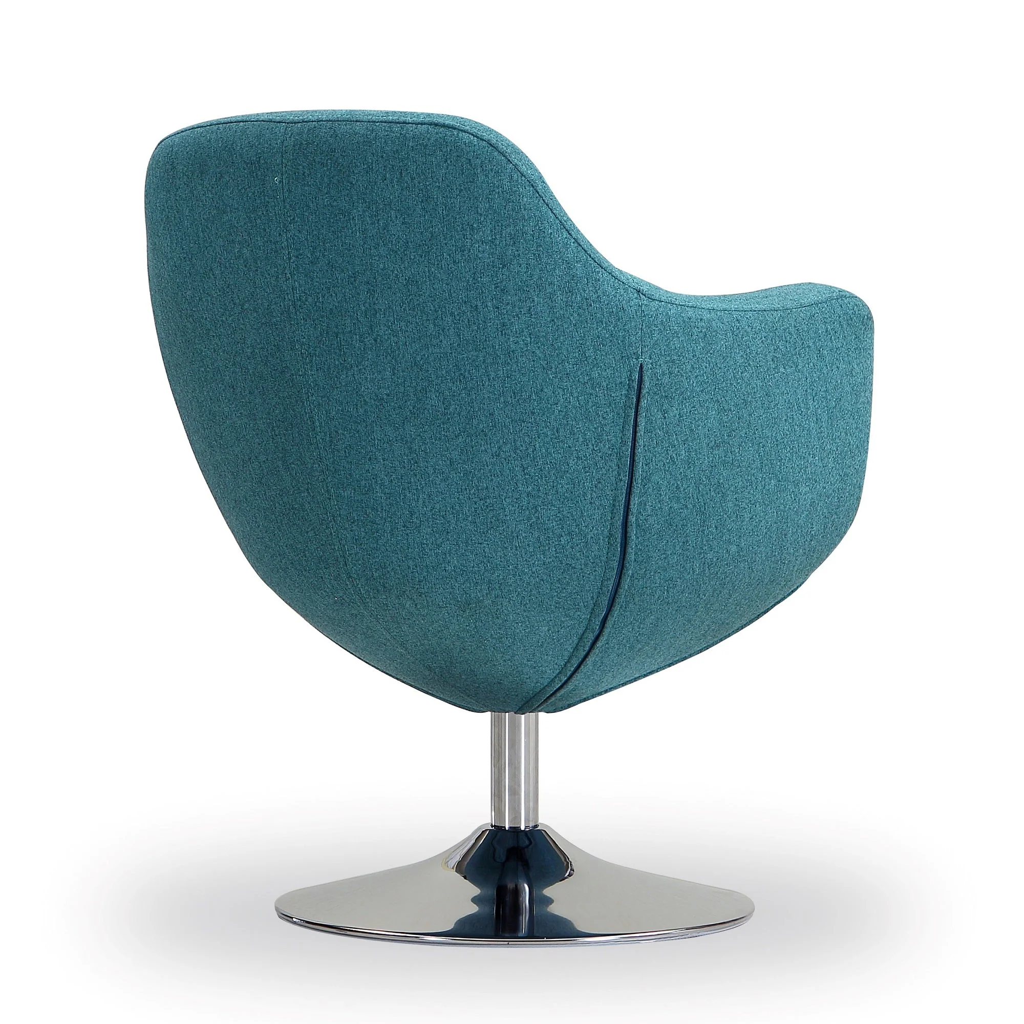 Caisson Swivel Accent Chair in Blue and Polished Chrome - Image 6