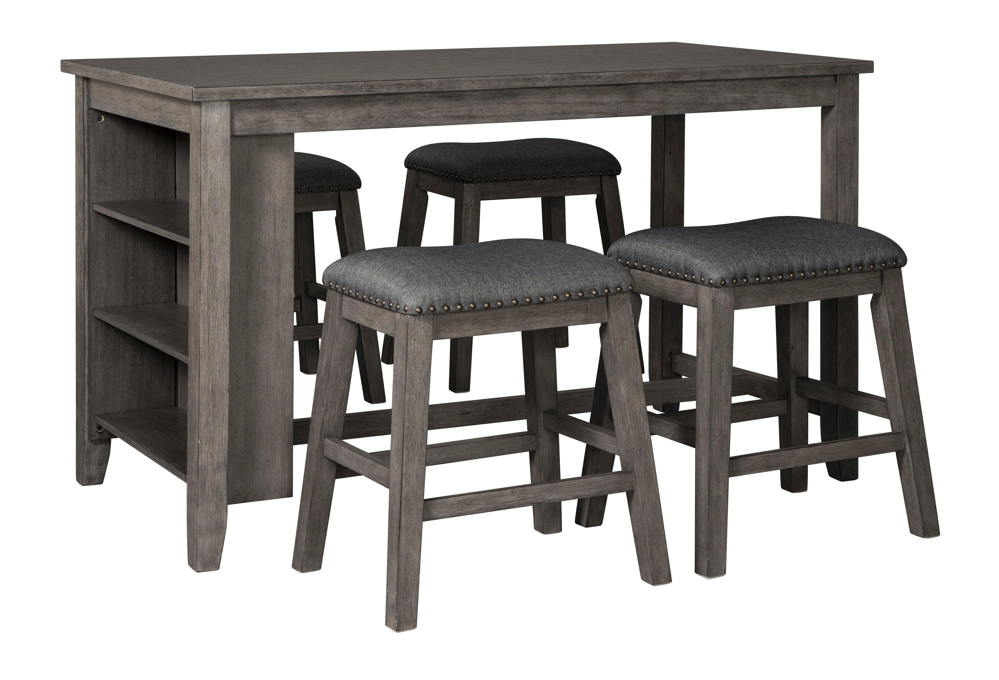 Caitbrook Gray 5-Piece Counter Height Set with Stools