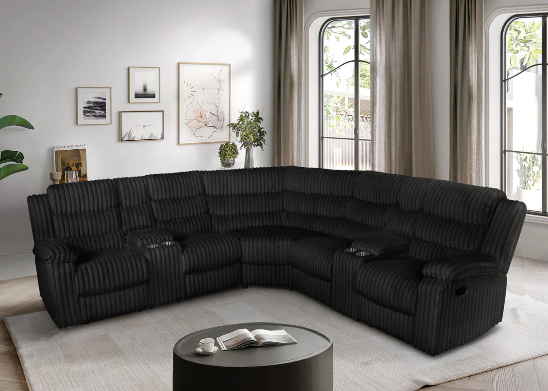 Calantha Black Manual Reclining Sectional