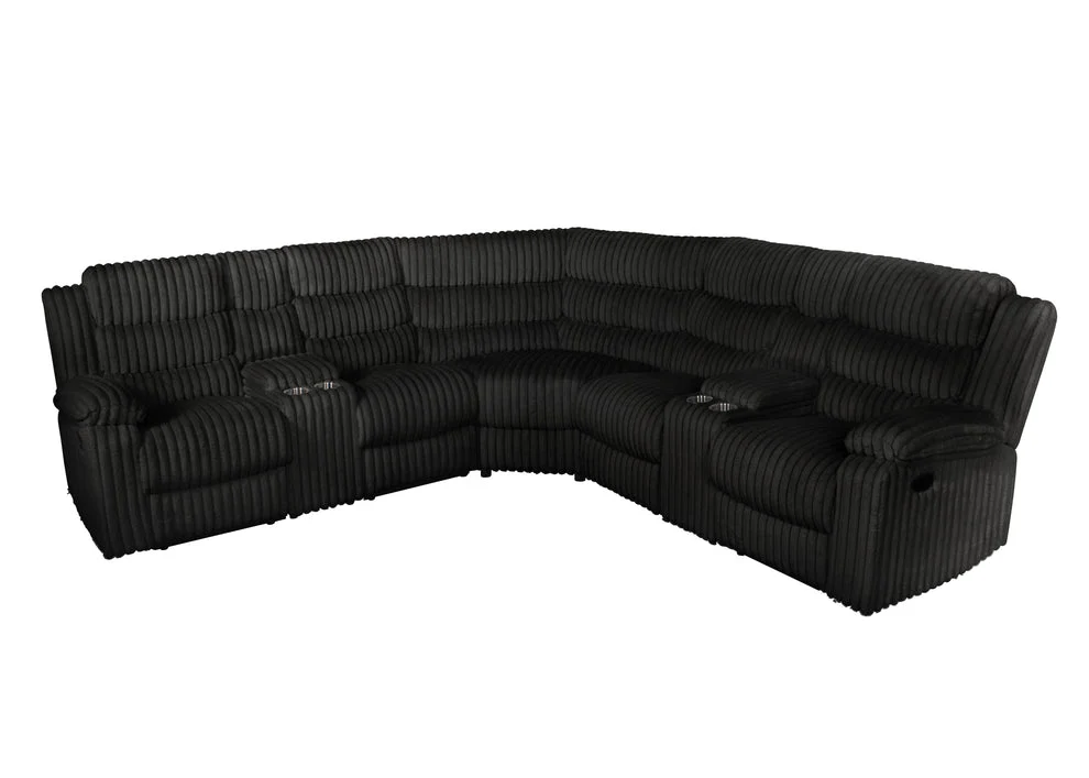 Calantha Black Manual Reclining Sectional - Image 5