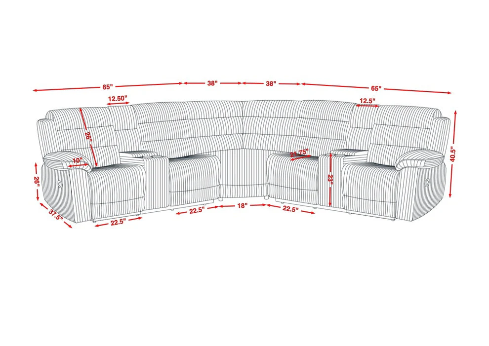 Calantha Black Manual Reclining Sectional - Image 6