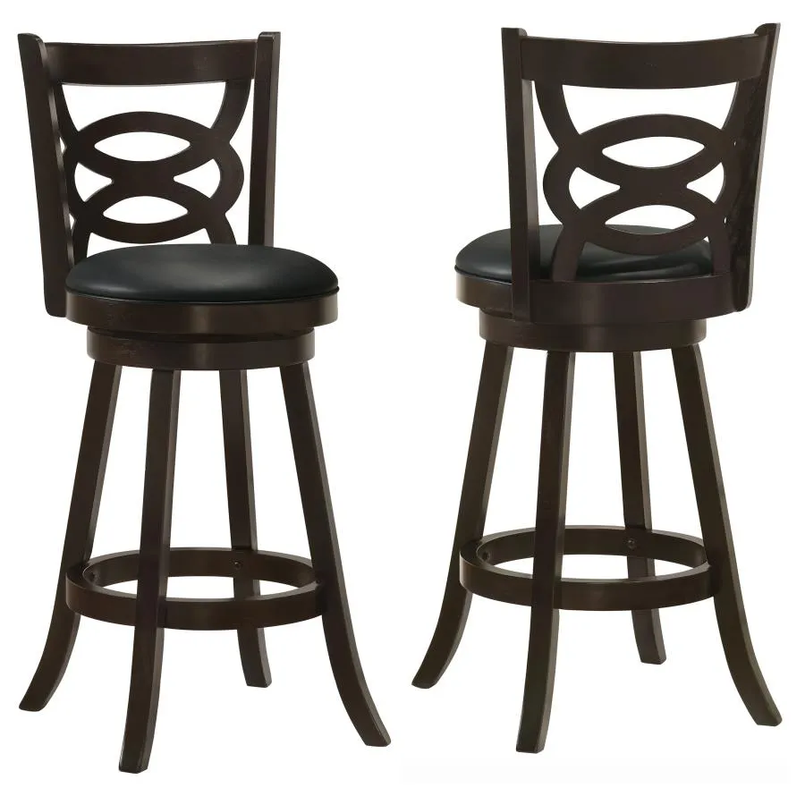 Calecita Cappuccino Swivel Bar Stools with Upholstered Seat, Set of 2
