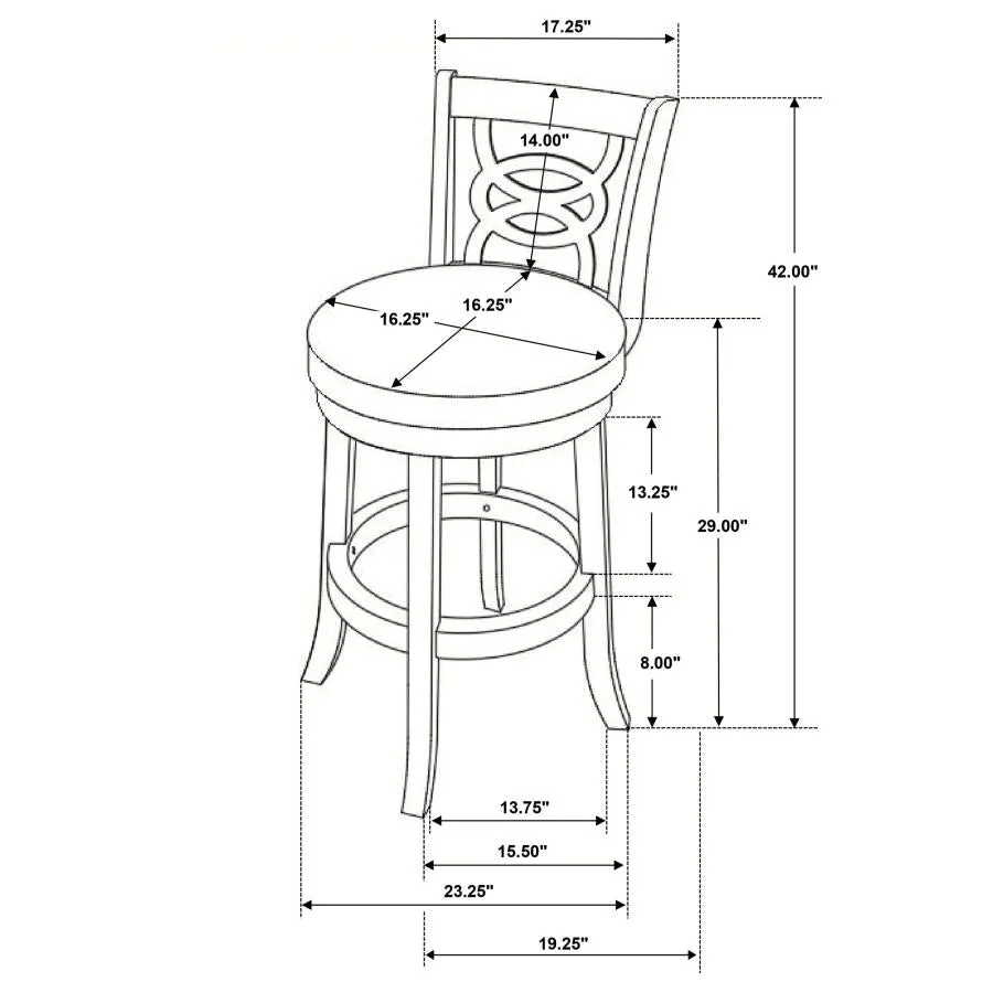 Calecita Cappuccino Swivel Bar Stools with Upholstered Seat, Set of 2 - Image 4