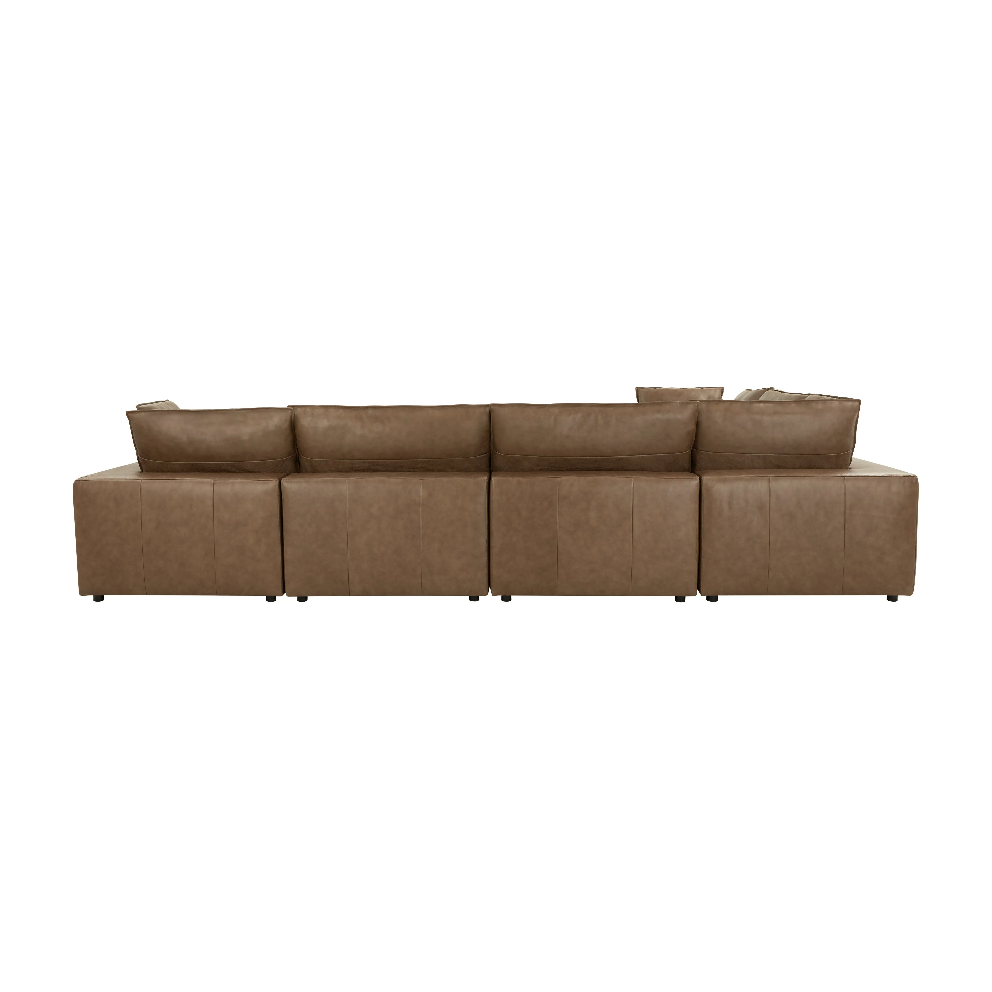 Cali 7-Piece Brown Leather Modular Large Chaise Sectional - Image 5
