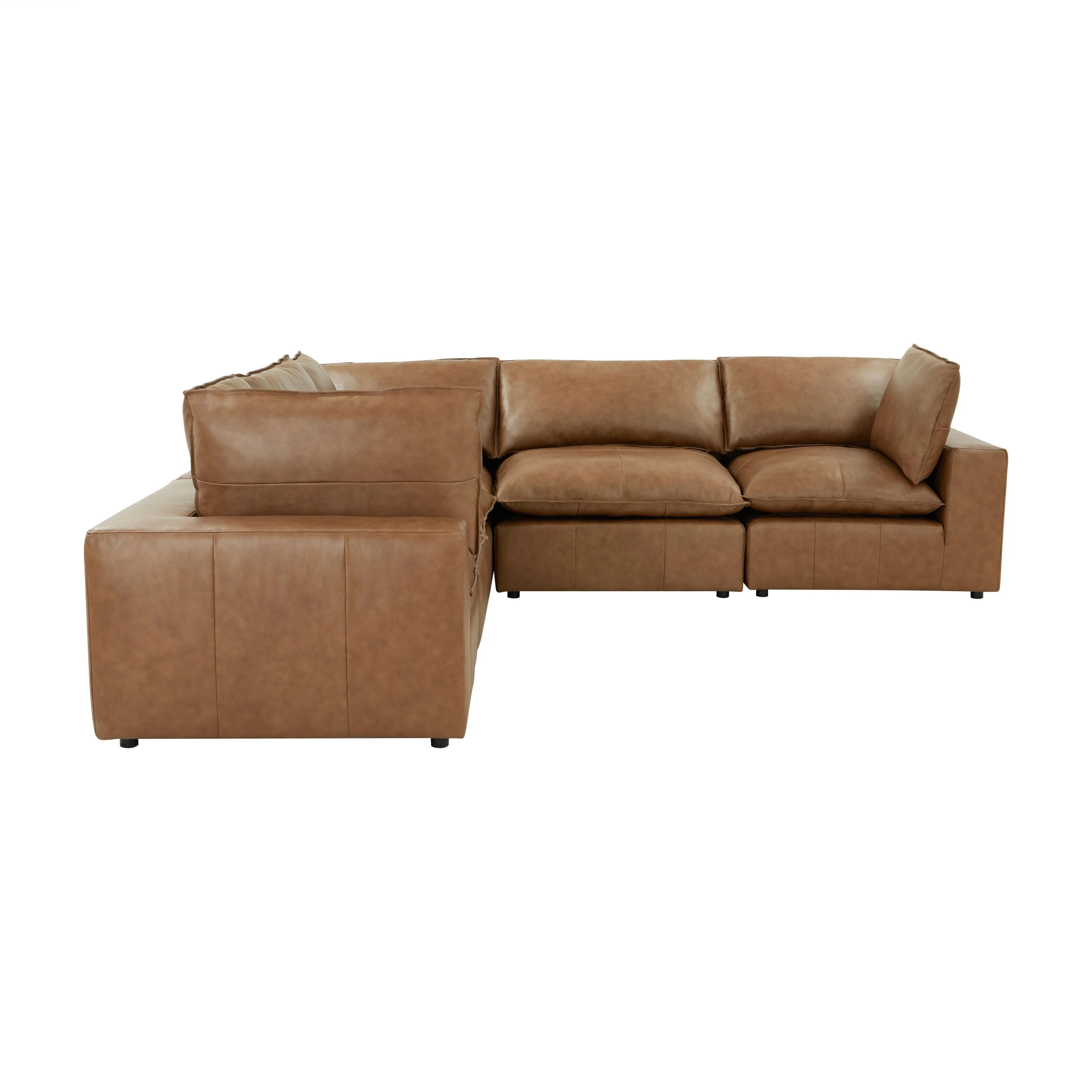 Cali Brown Leather Modular 5-Piece L-Sectional - Image 3