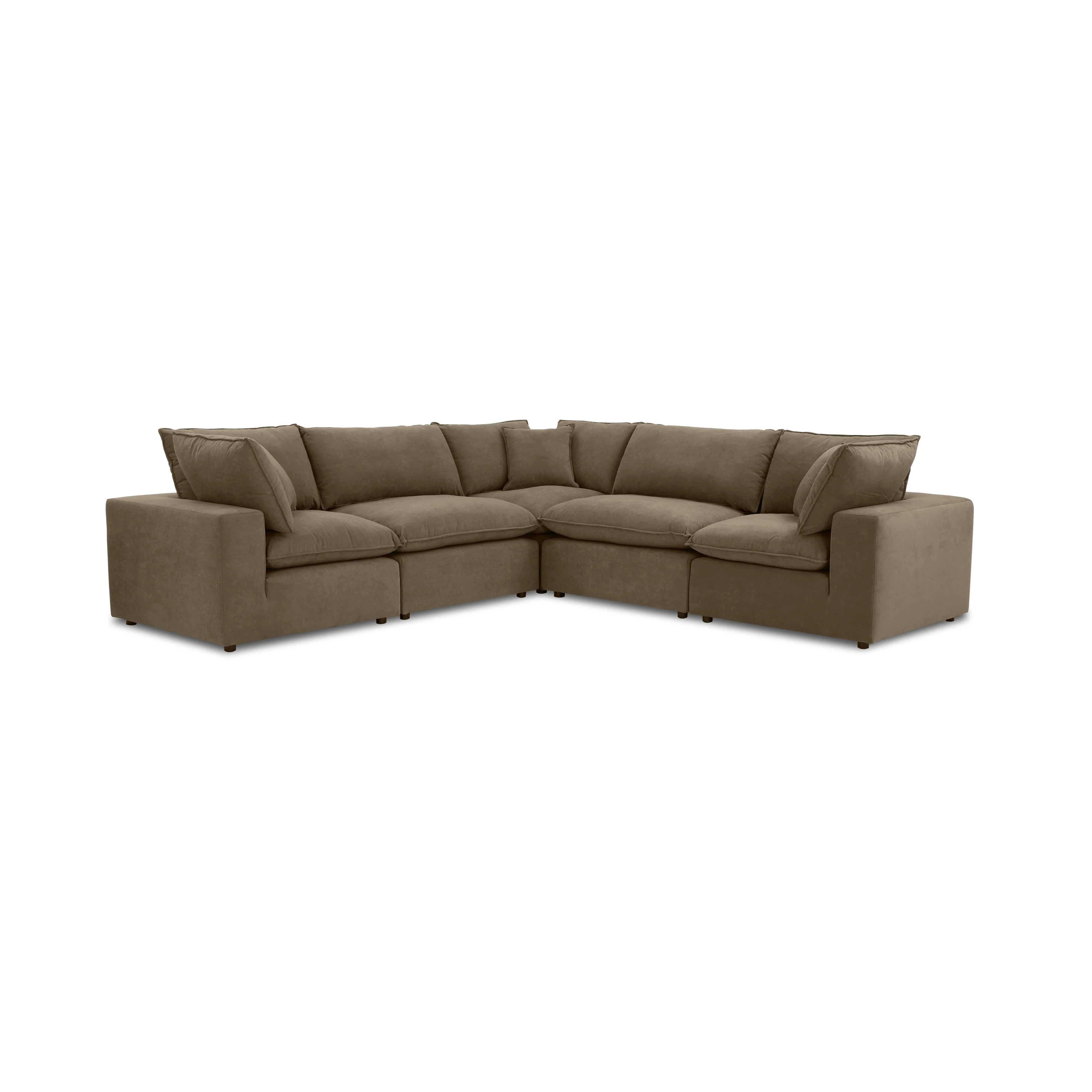 Cali Chocolate Brown Performance Velvet L-Sectional - Image 4