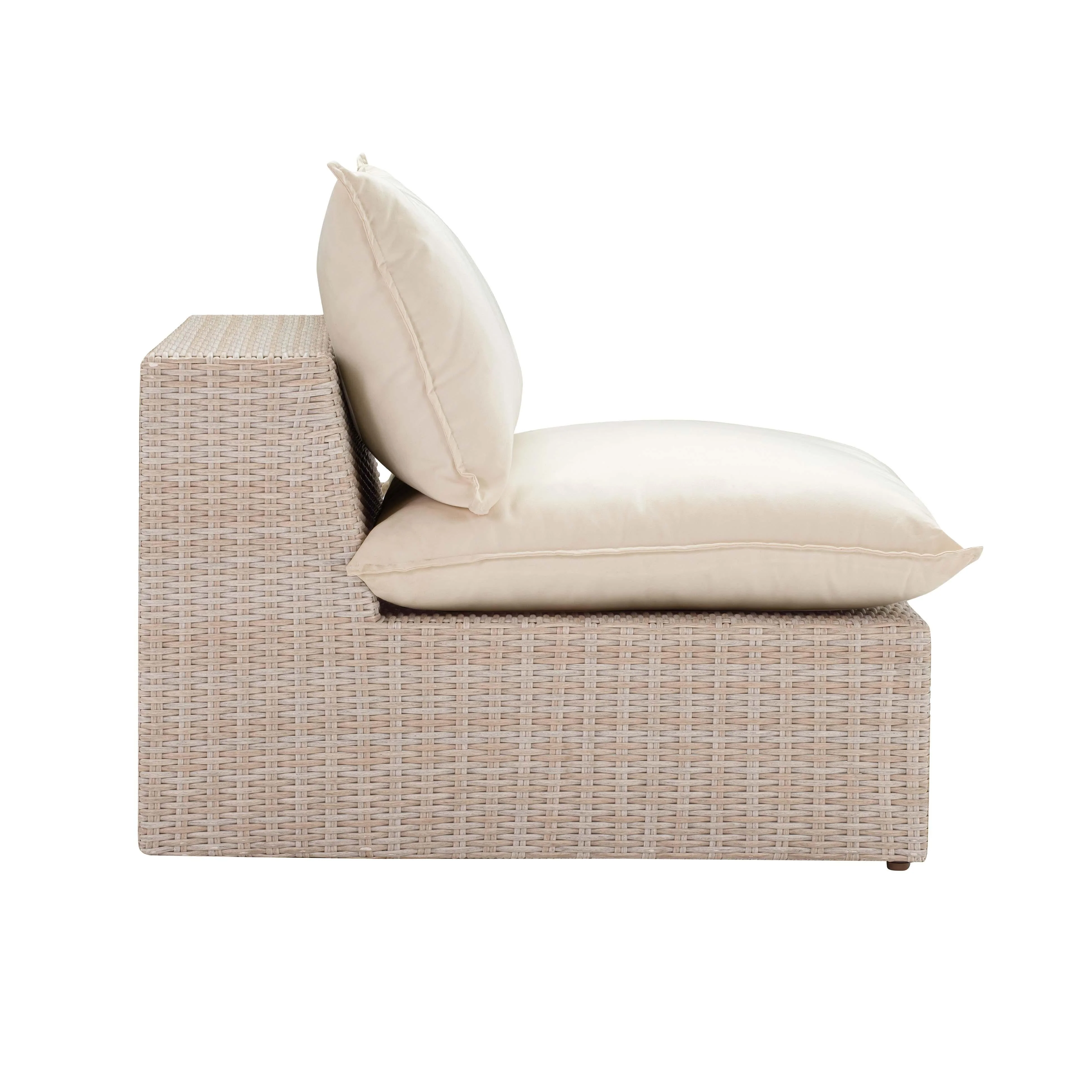 Cali Natural Wicker Outdoor Armless Chair - Image 3