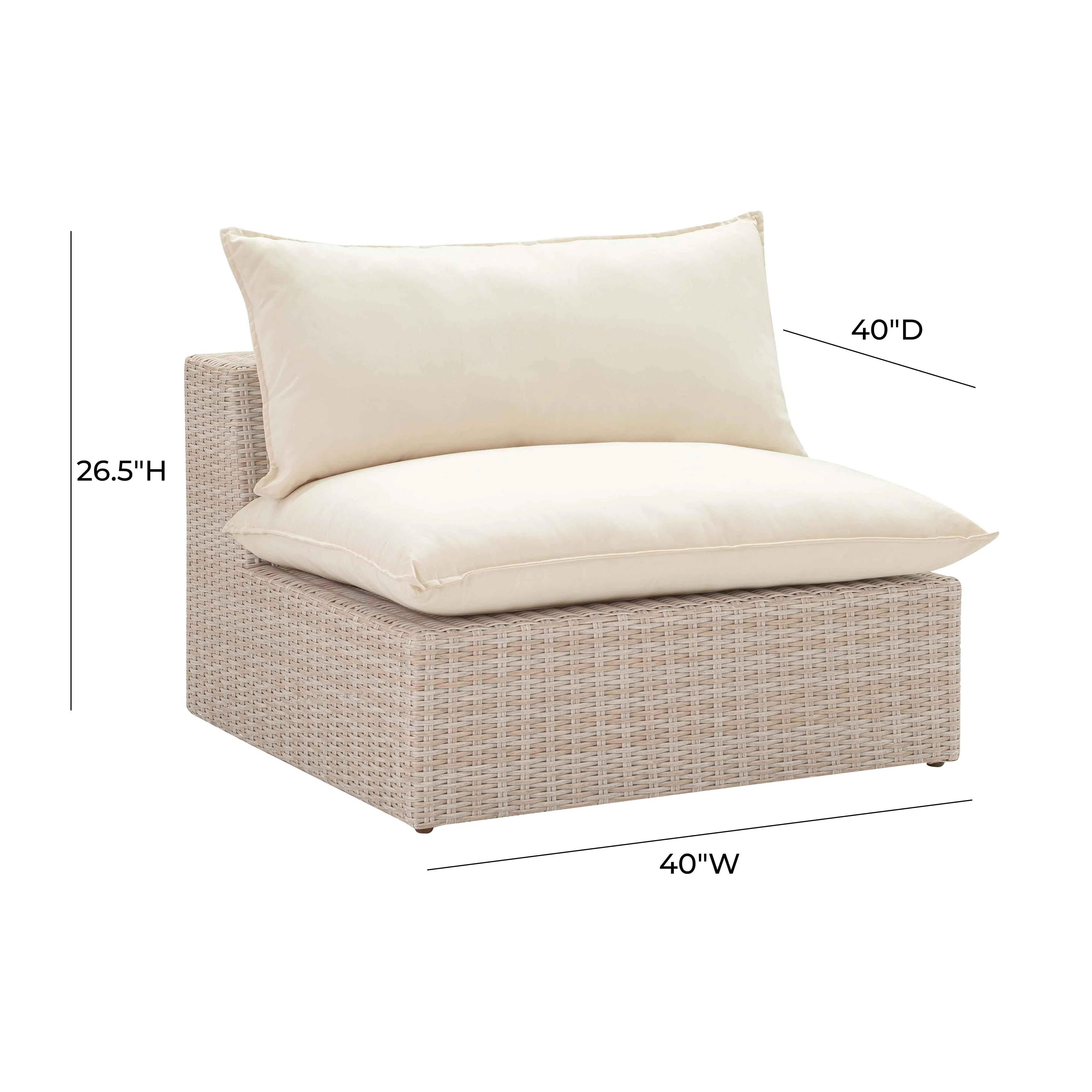 Cali Natural Wicker Outdoor Armless Chair - Image 6