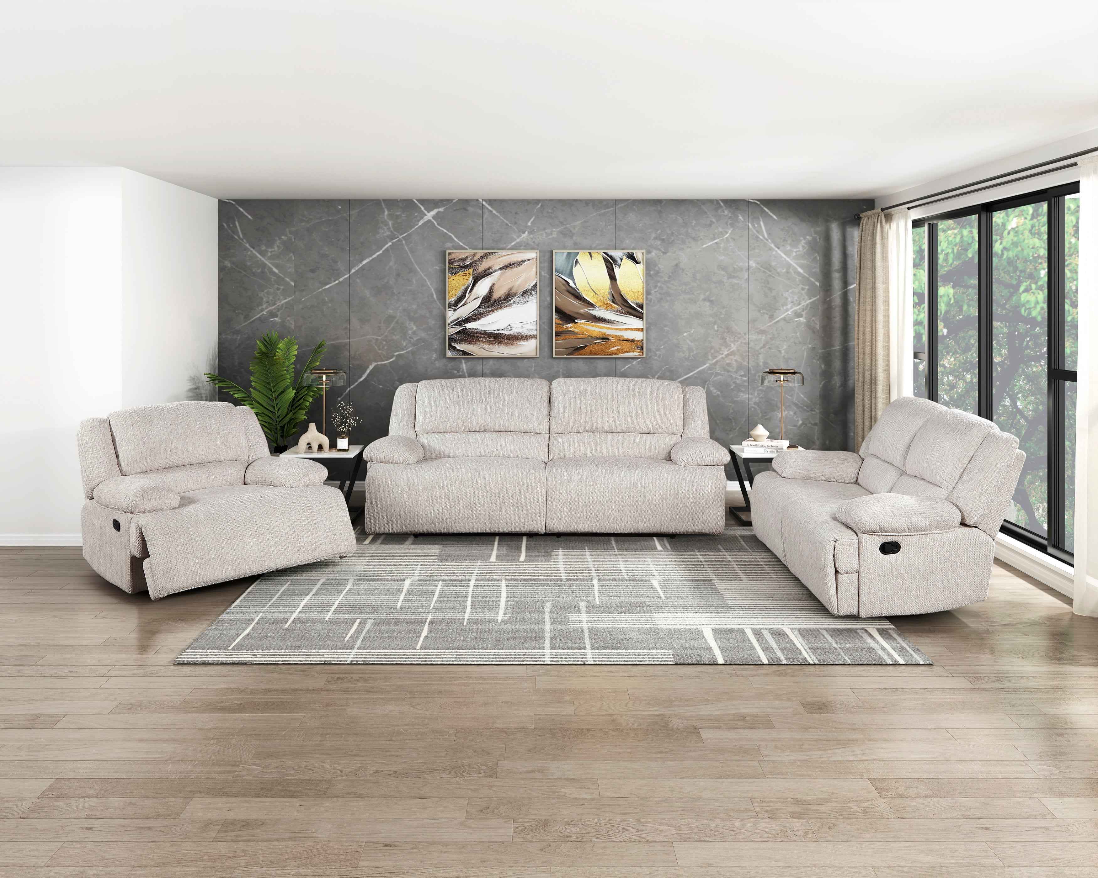 Caliber Beige Double Reclining Loveseat - Image 8